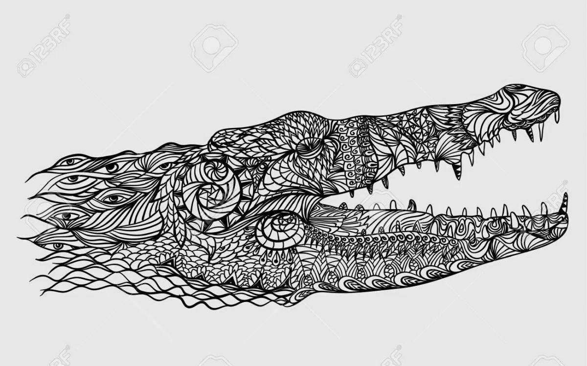 Раскраска игривый крокодил антистресс
