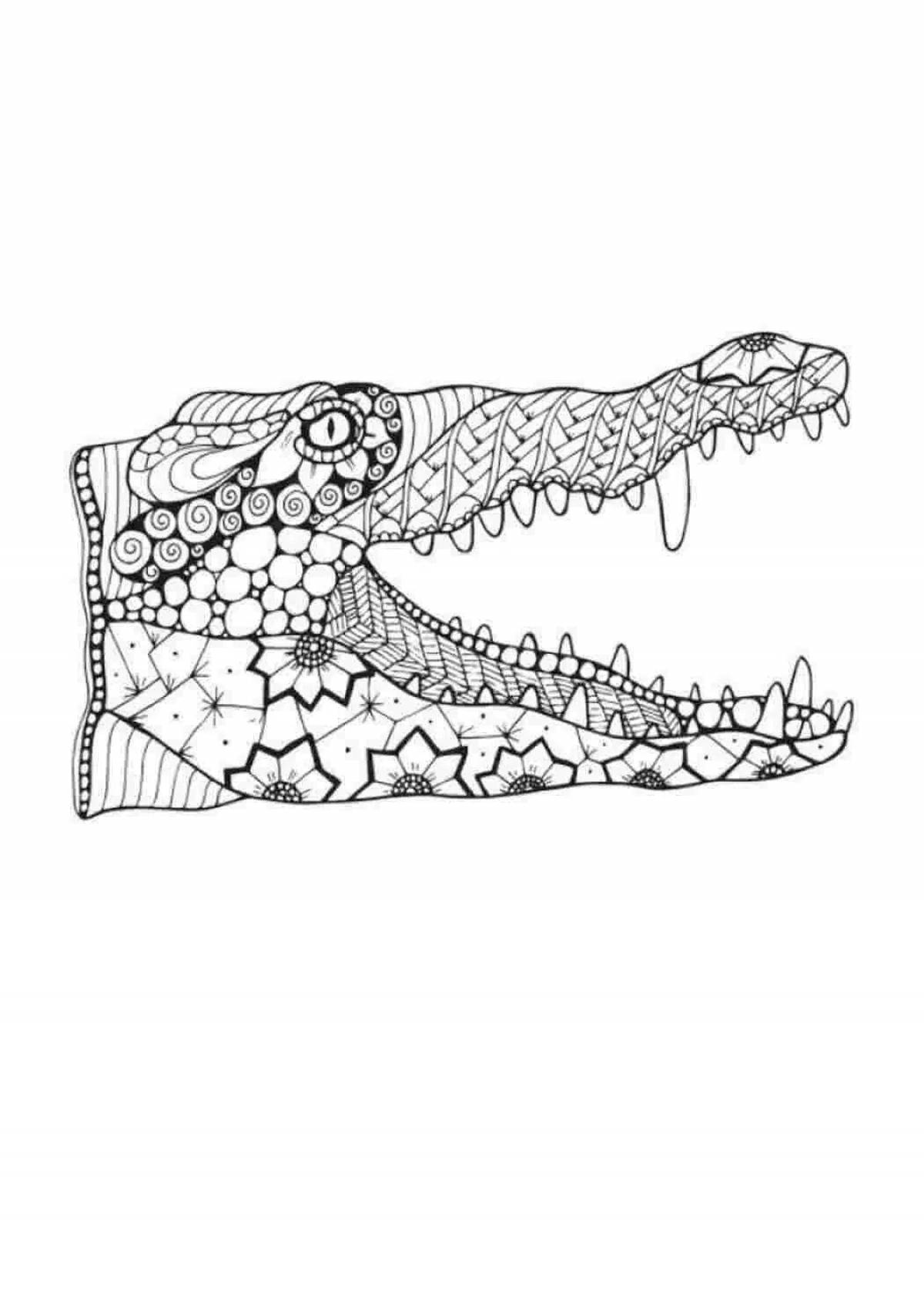 Раскраска очаровательный крокодил антистресс