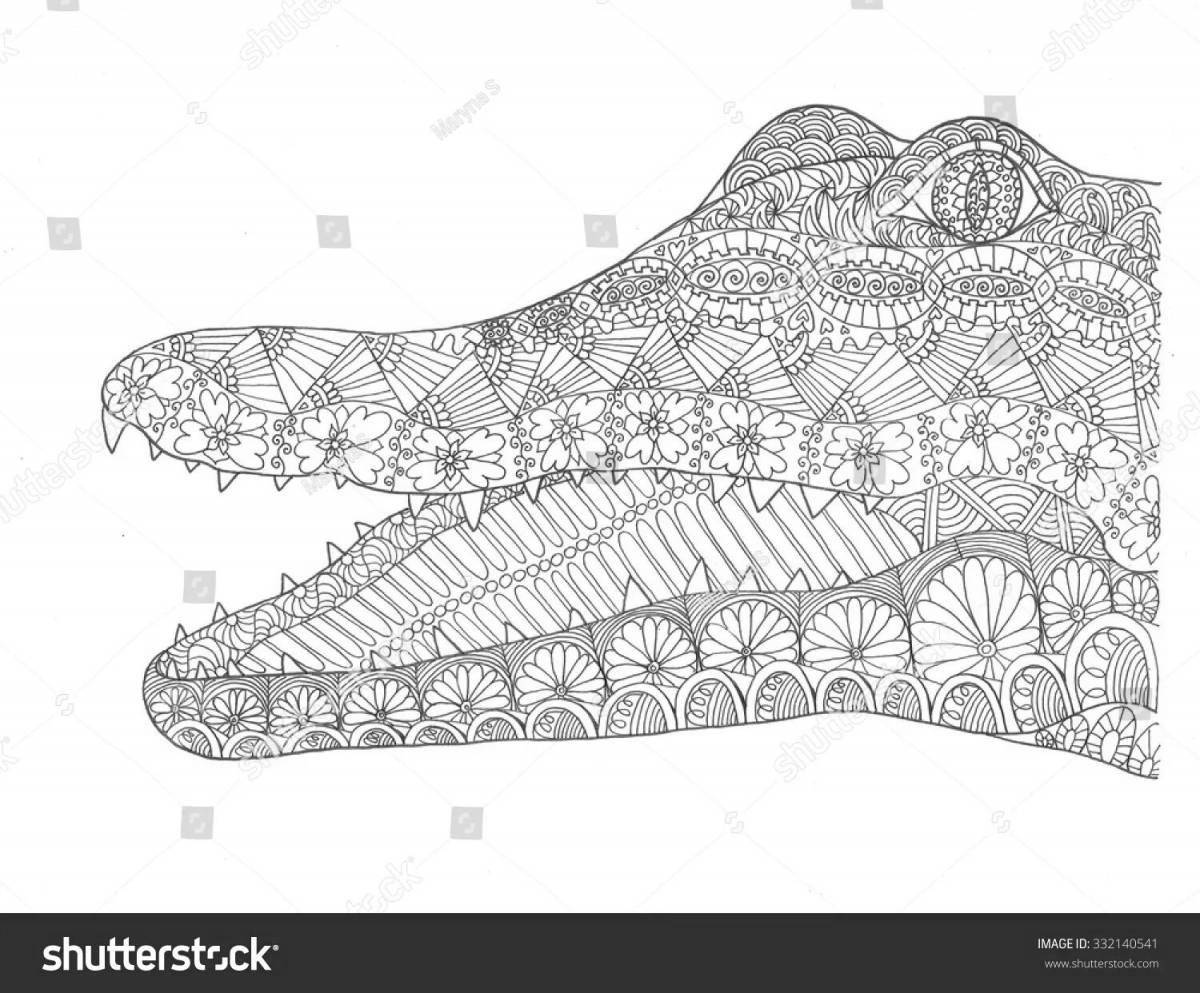 Раскраска лучистый крокодил антистресс