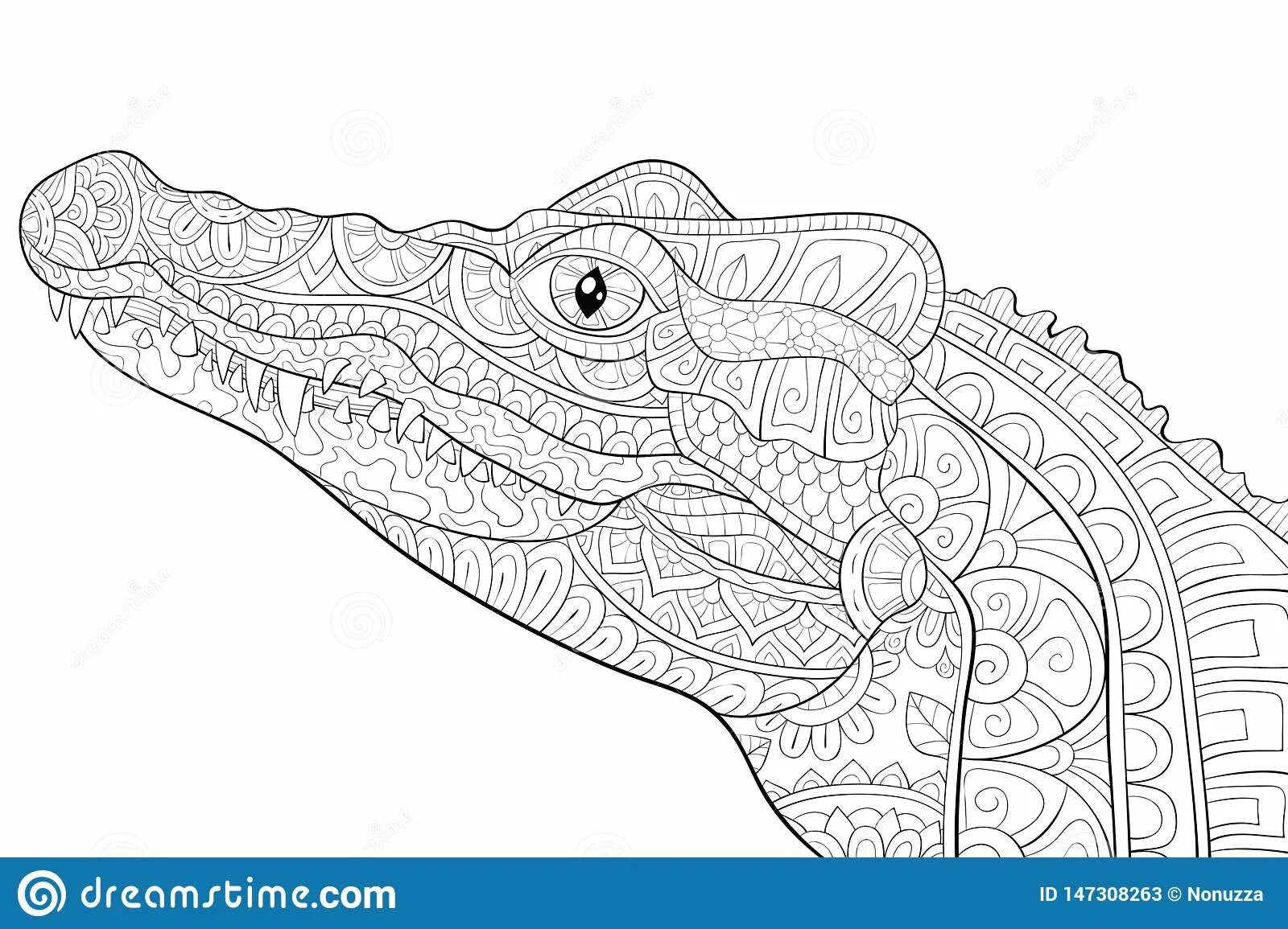 Раскраска мирный крокодил антистресс