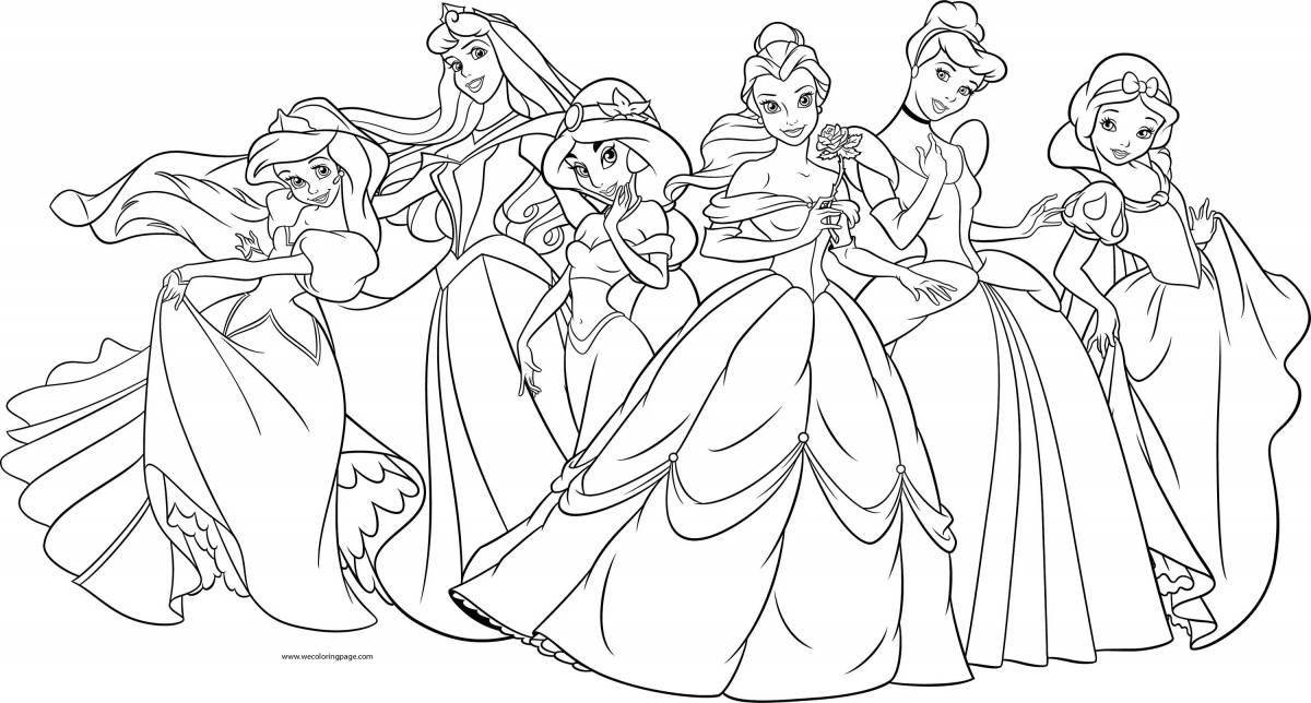 Joyful coloring of all disney princesses