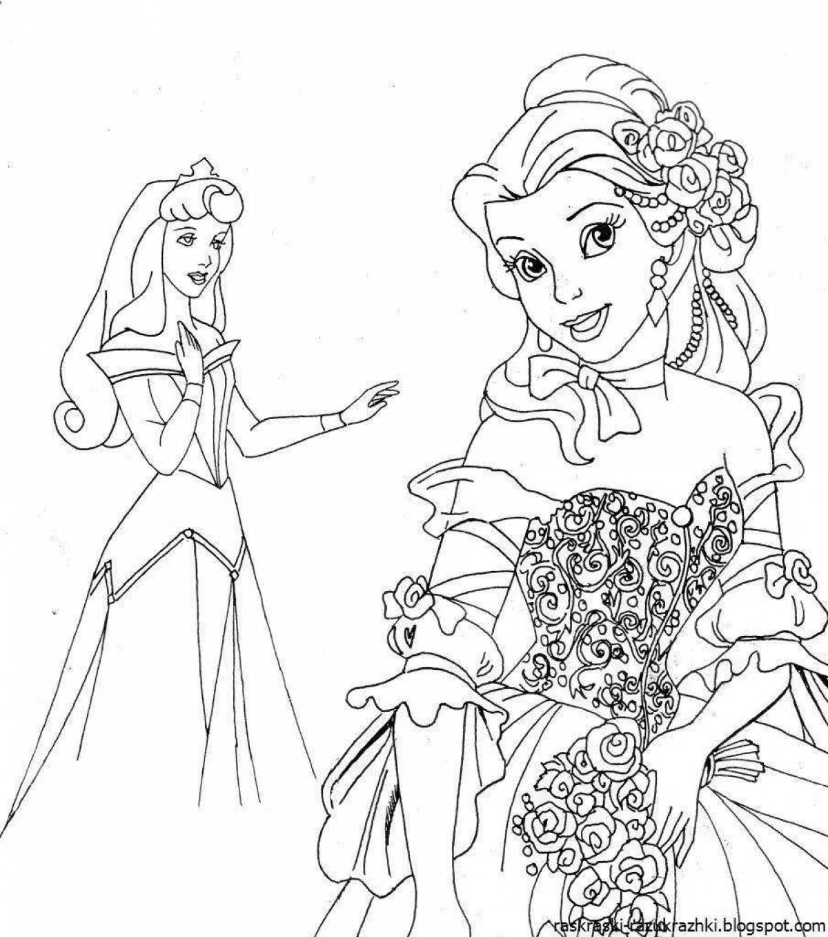 Beautiful coloring of all disney princesses