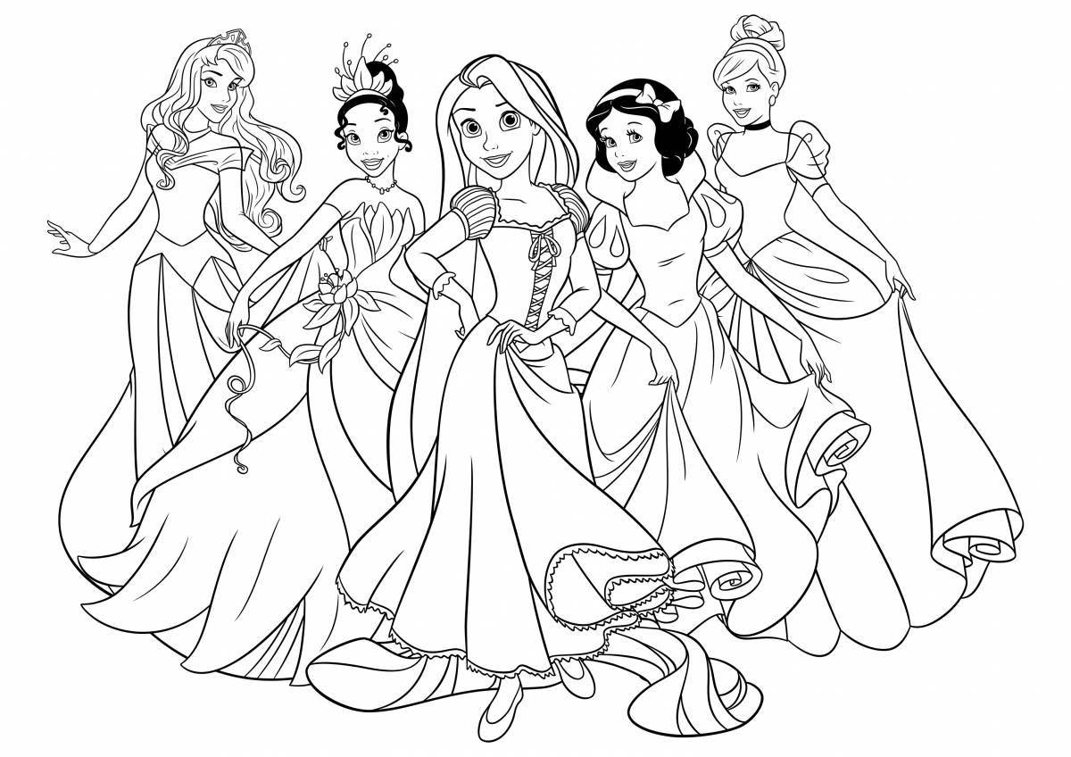 Delightful coloring of all the disney princesses
