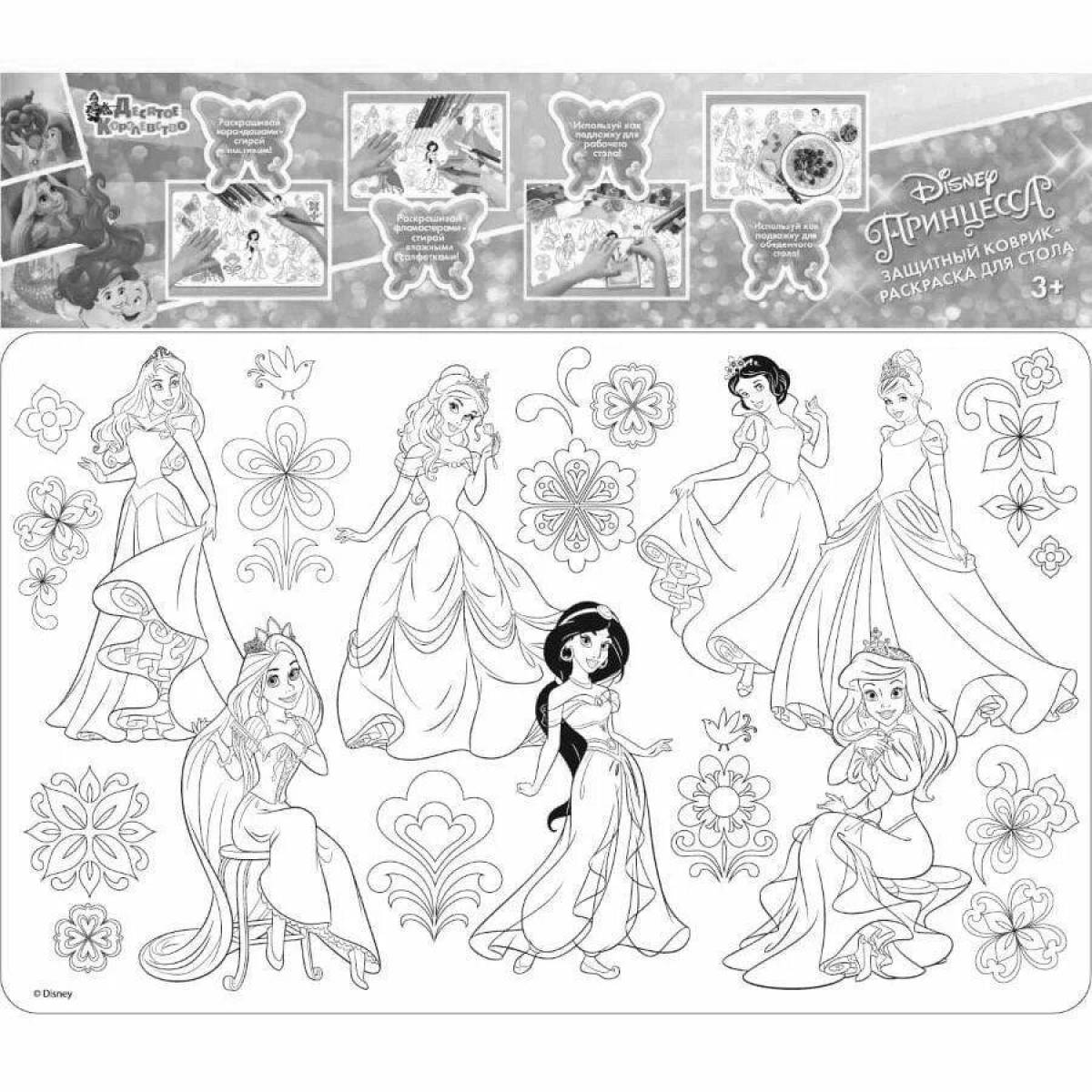 Glitter coloring of all Disney princesses