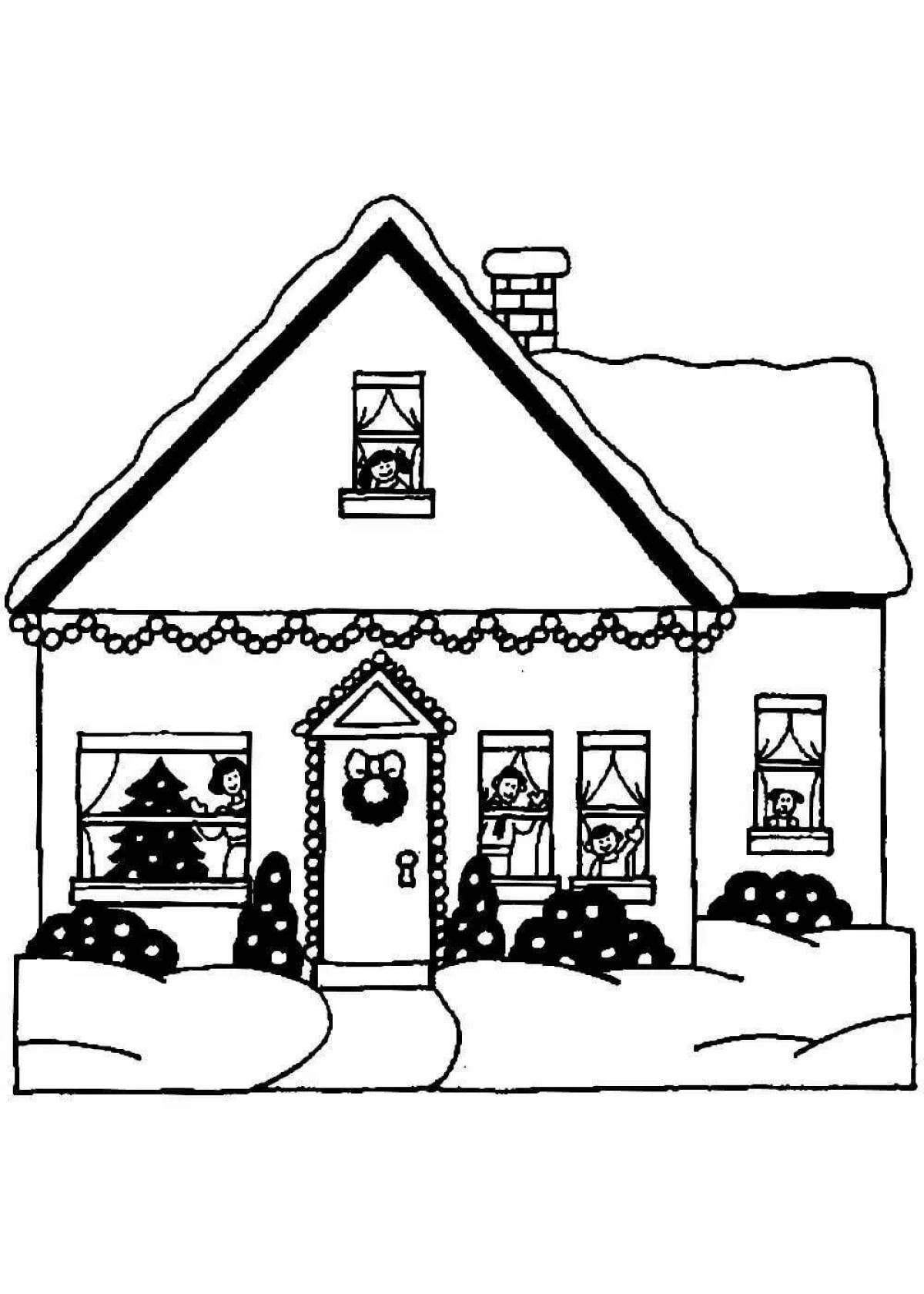 Exotic house coloring page