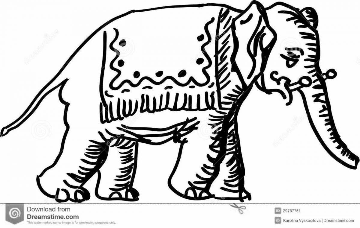 Coloring book cheerful elephant