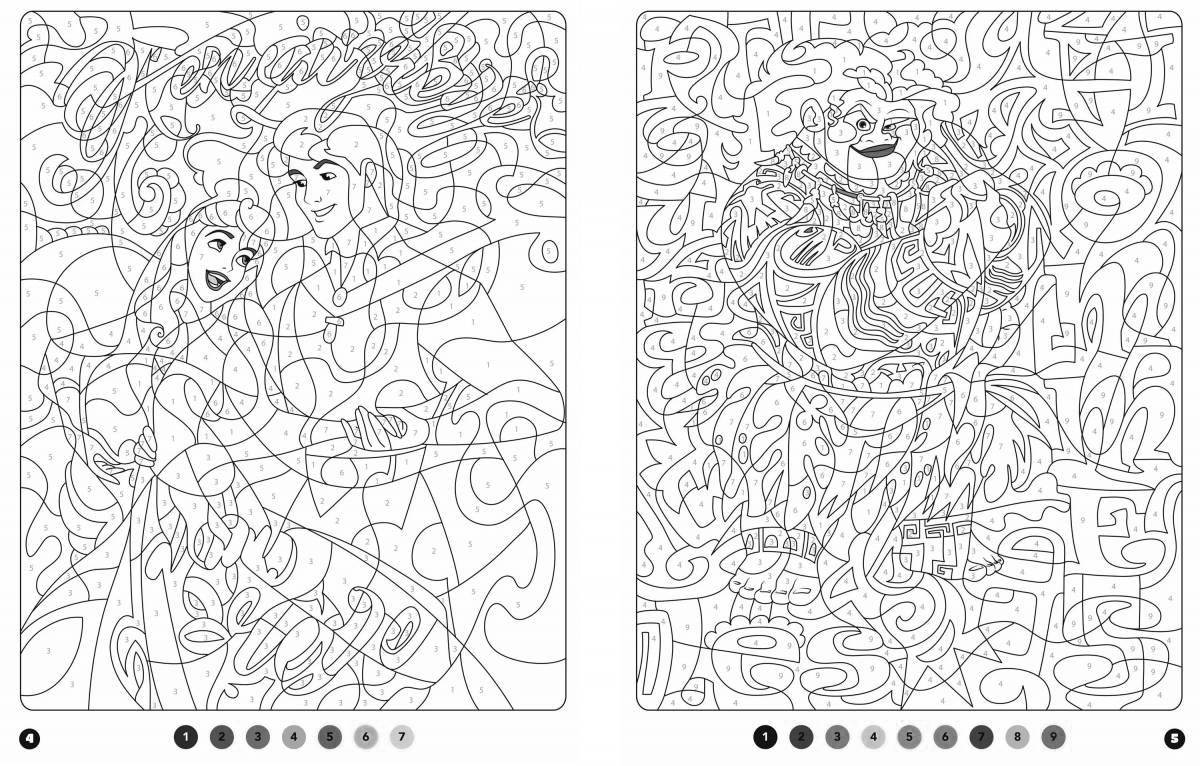 Create by numbers bright coloring page