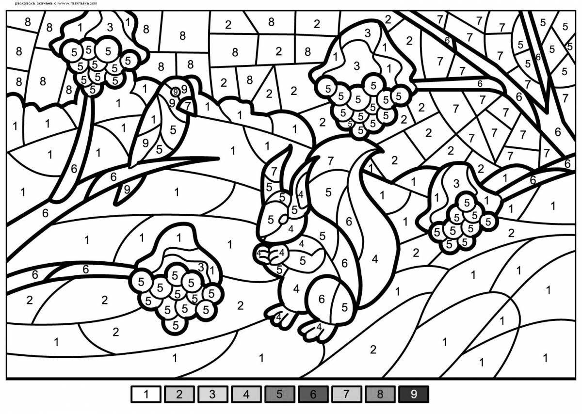 Colorful adventure create by numbers coloring page