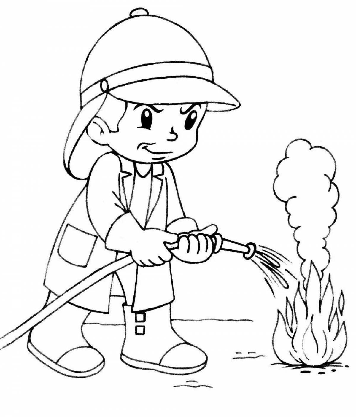 Burning hot fire coloring page