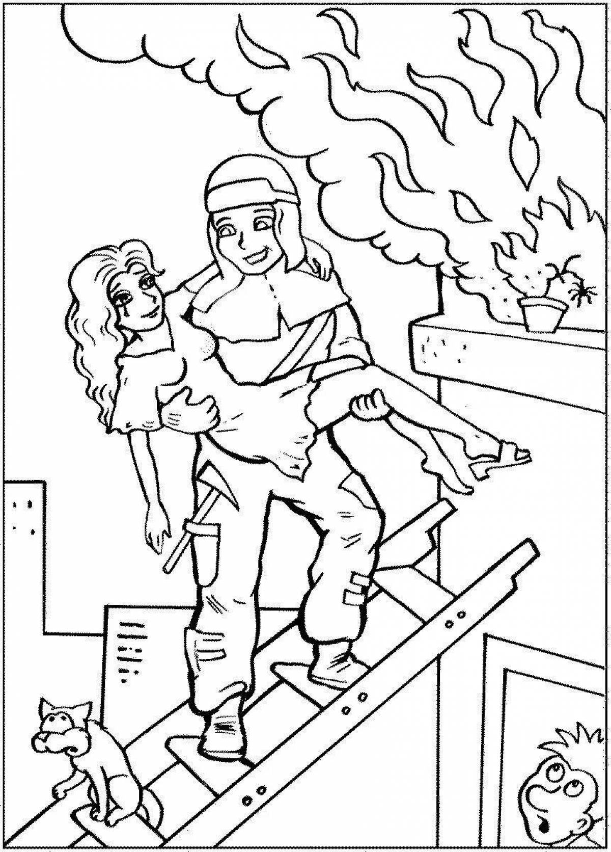 Flashing fire coloring page
