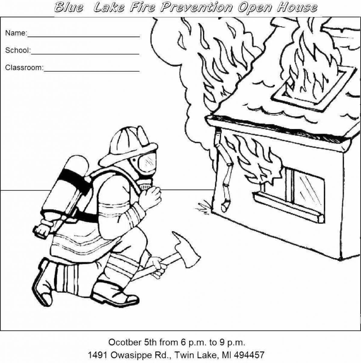 Coloring book burning heat fire