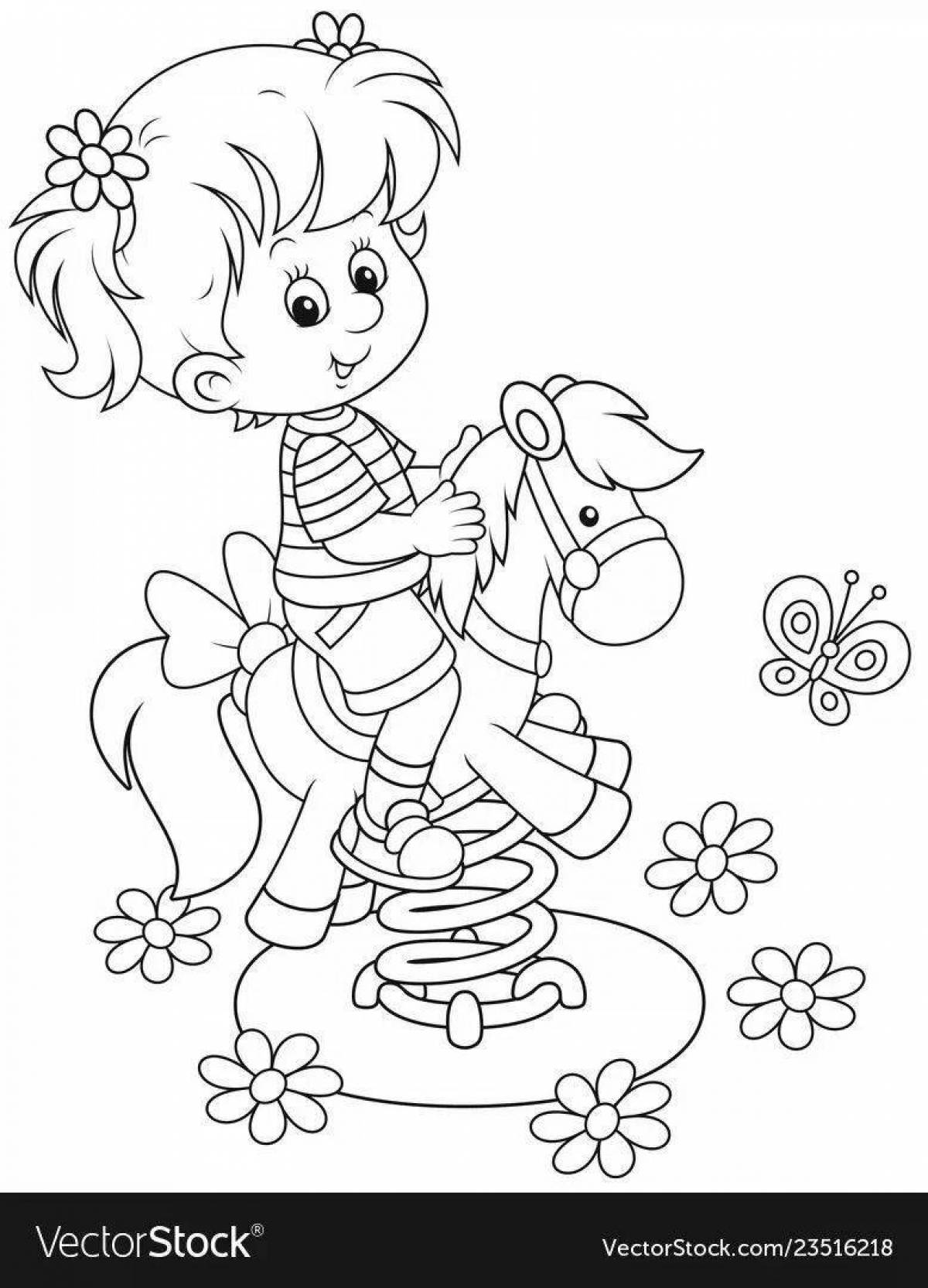 Amazing girl on a swing coloring book