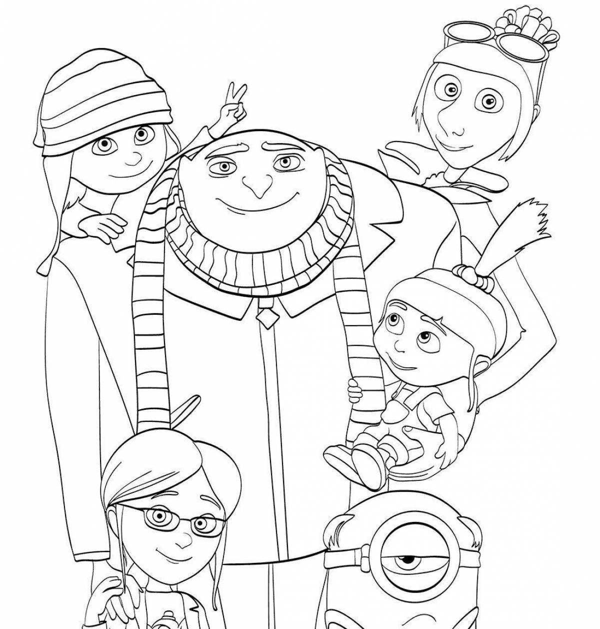 Joyful despicable me minions coloring page