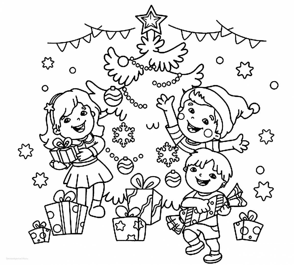 Coloring page wild dance around the tree