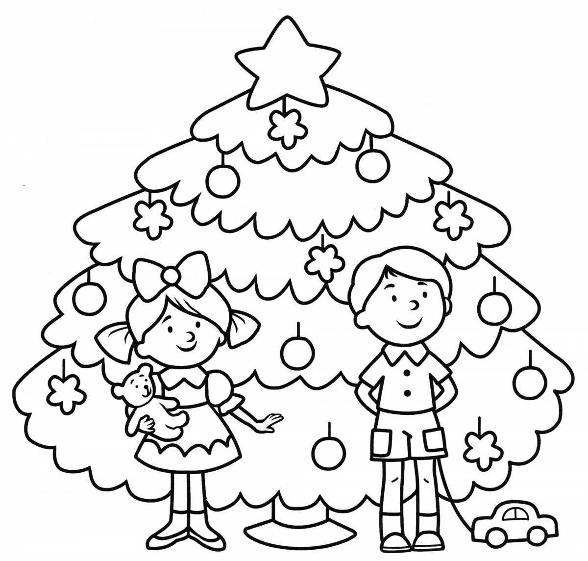 Coloring page glamorous dance around the tree
