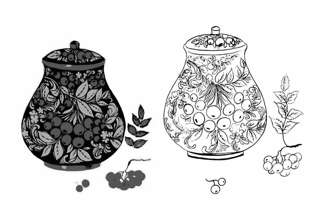 Coloring bright Khokhloma grade 2