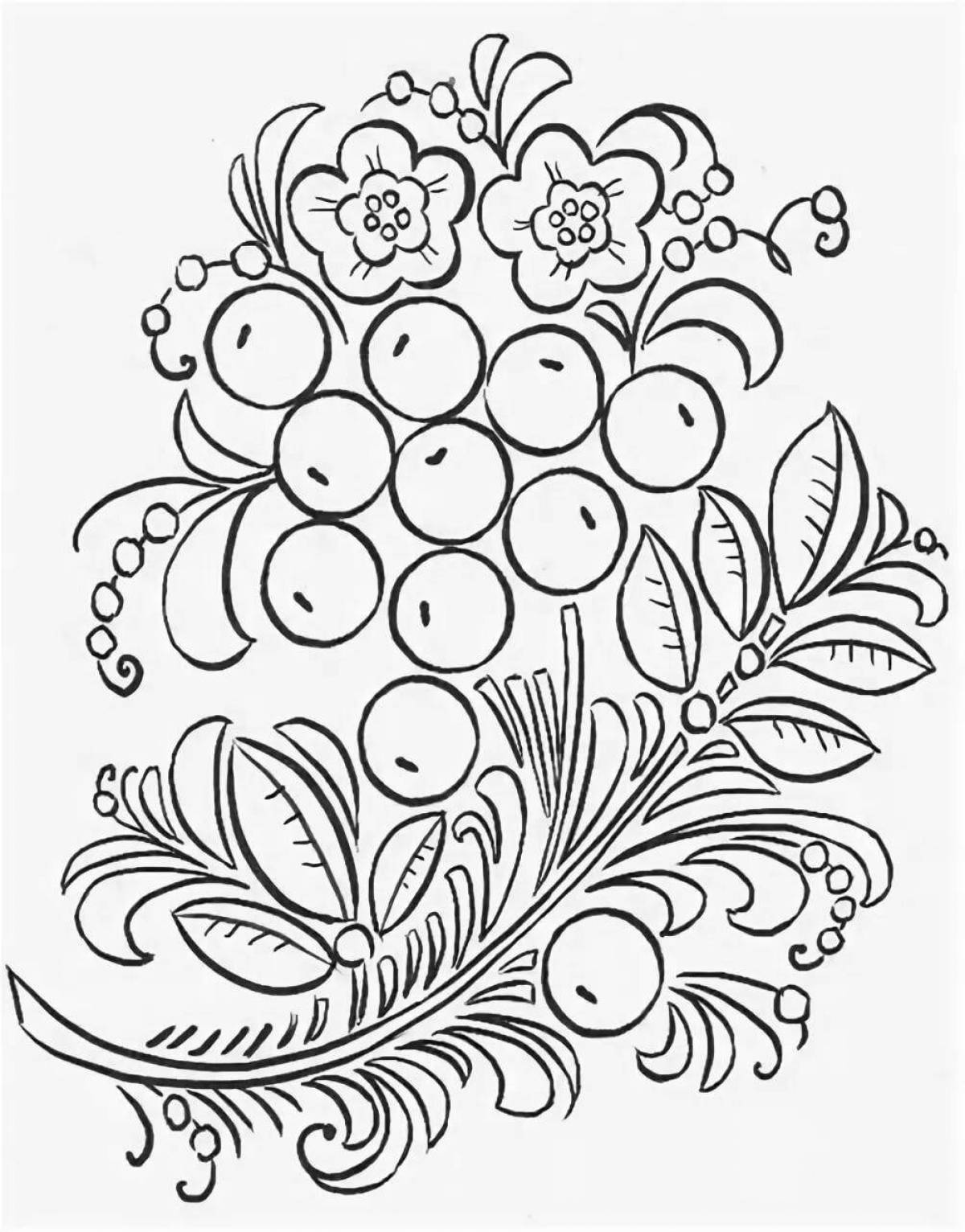 Coloring book charming Khokhloma Grade 2