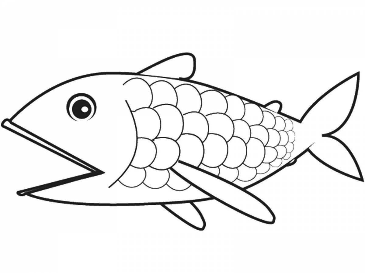 Радостная рыбка-раскраска для детей 3 лет