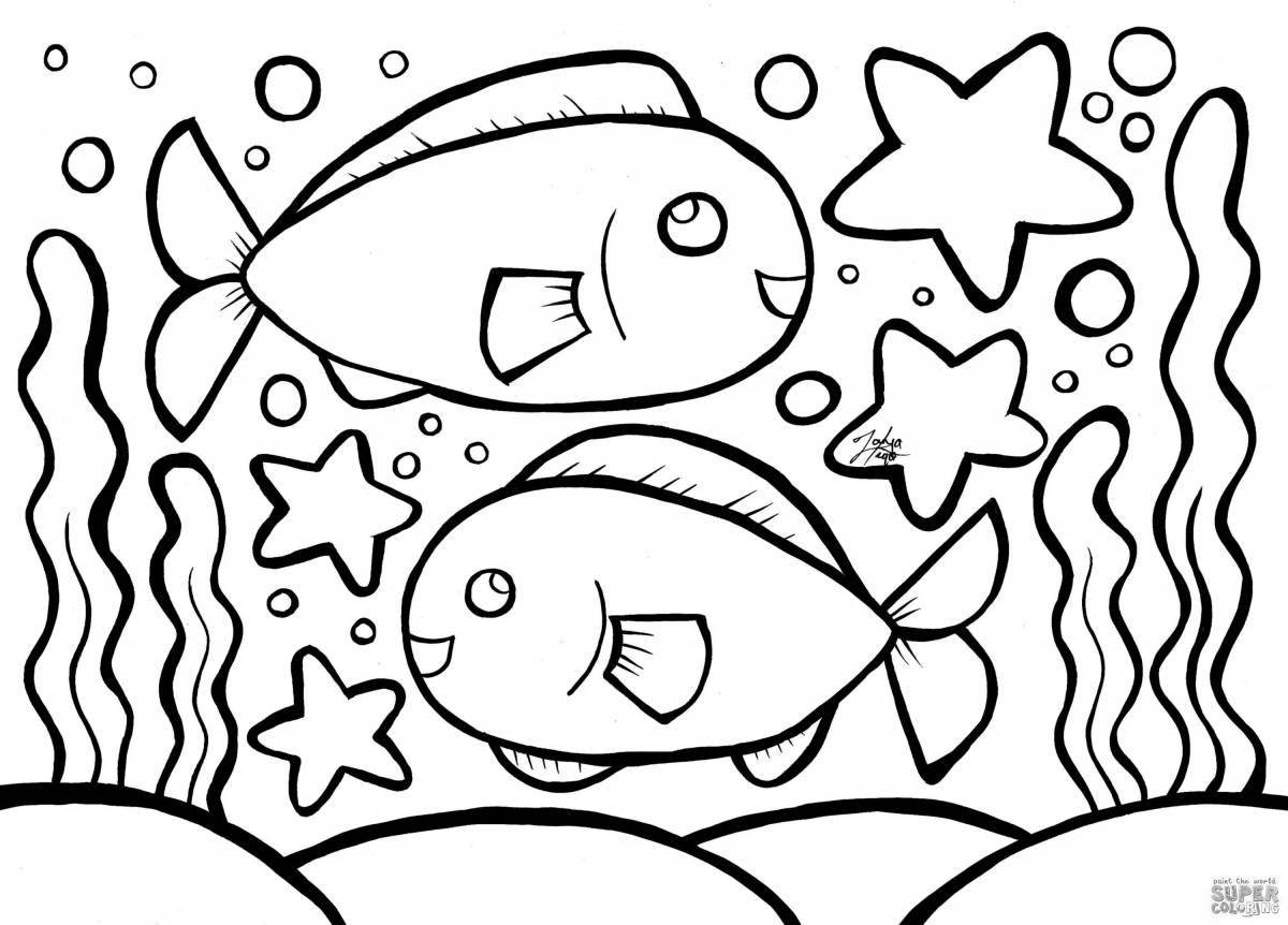 A fascinating fish coloring book for children 3 years old