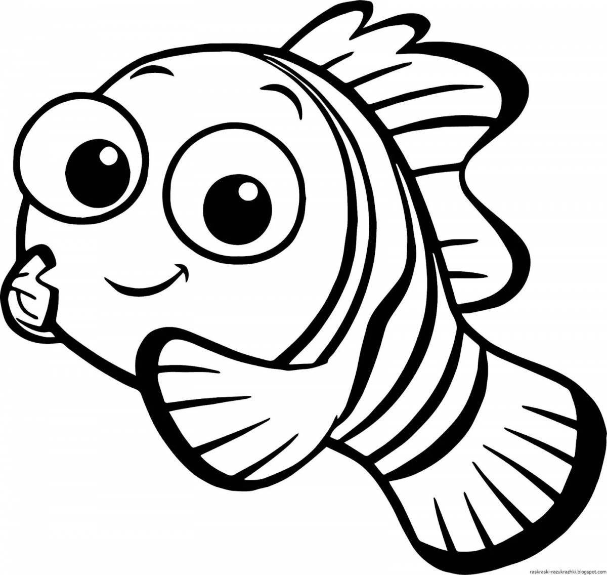 Раскраска светящаяся рыбка для детей 3 лет