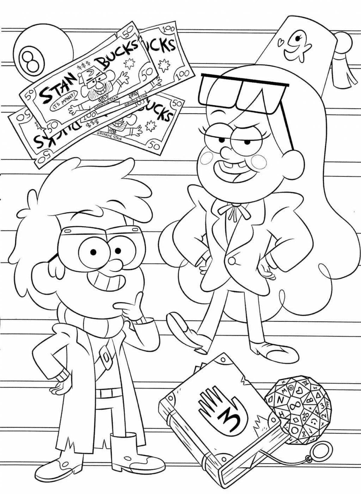 Cute gravity falls coloring page