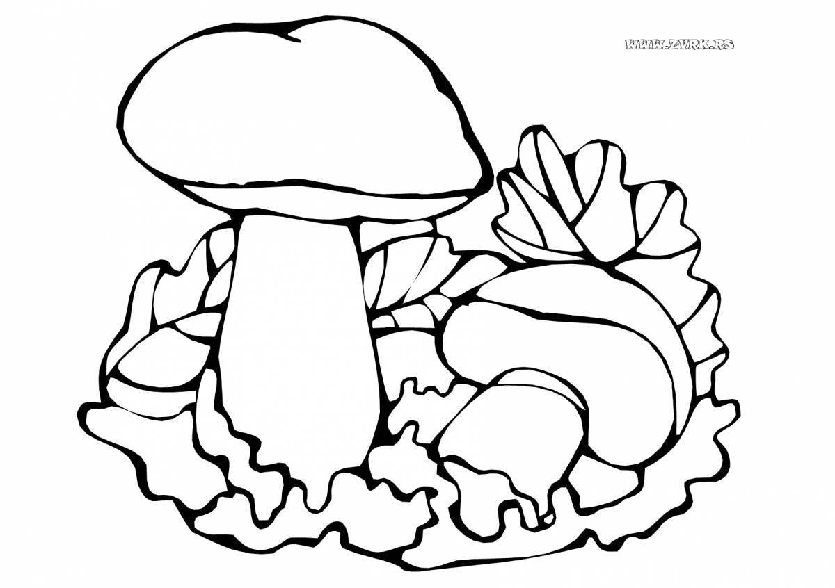 Корзинка с грибами раскраска