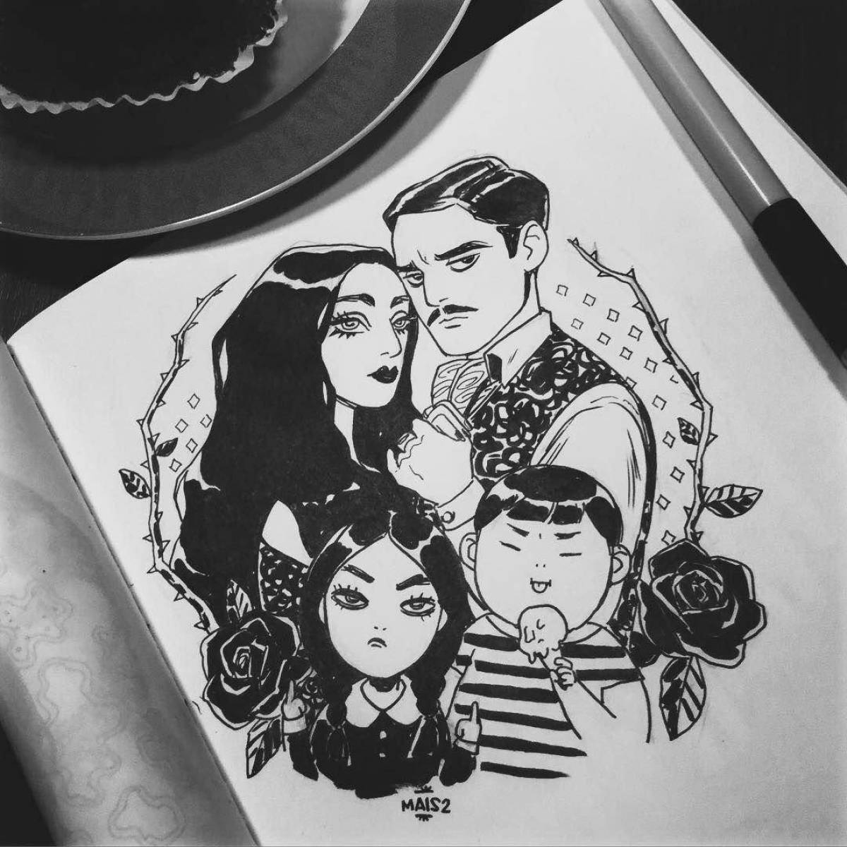 Венсдей картинки раскраска