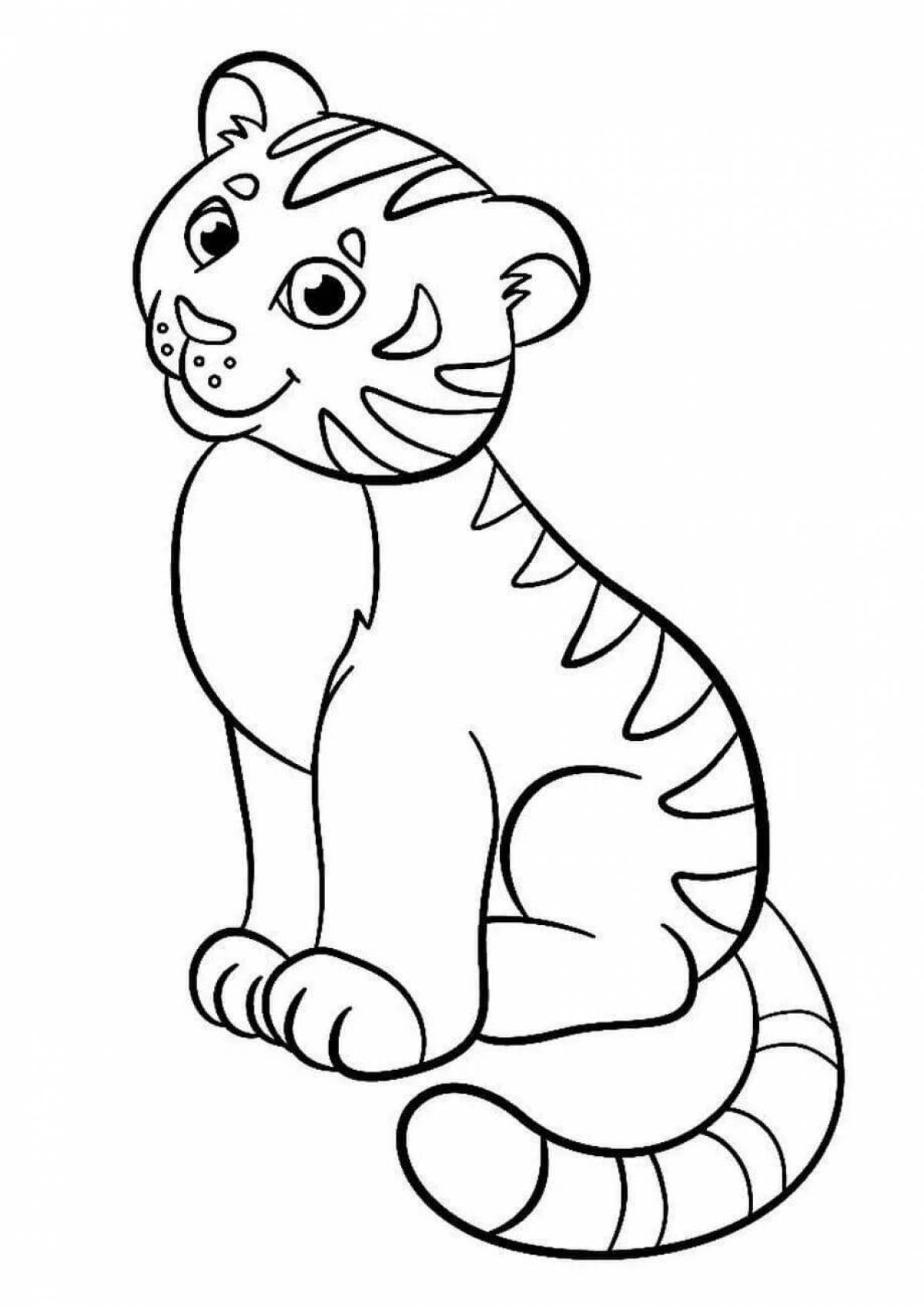 Раскраска Тигрёнок для детей 3-4 лет