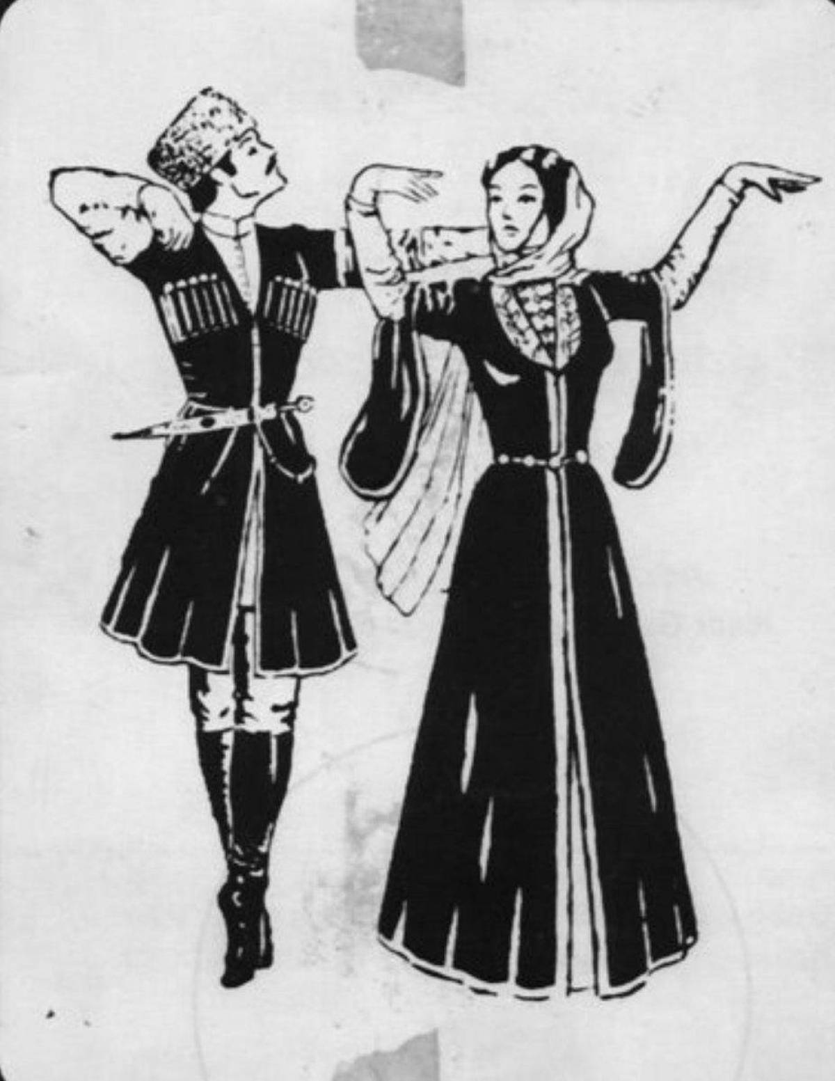 Кавказские танцы иллюстрация
