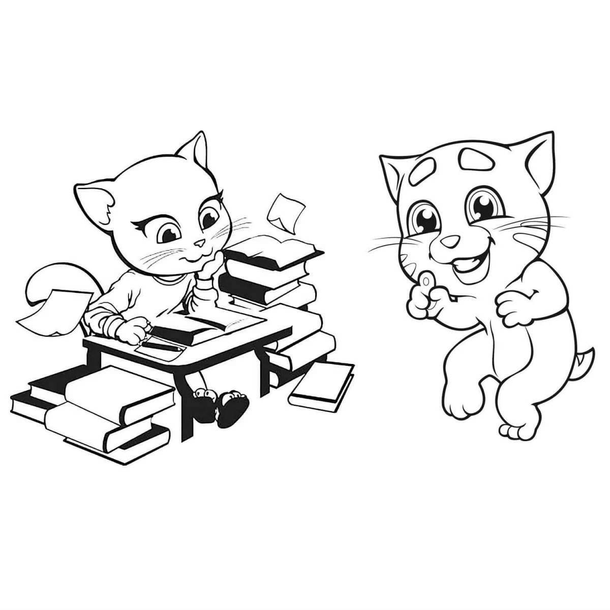 Tom and Angela funny coloring pages for kids