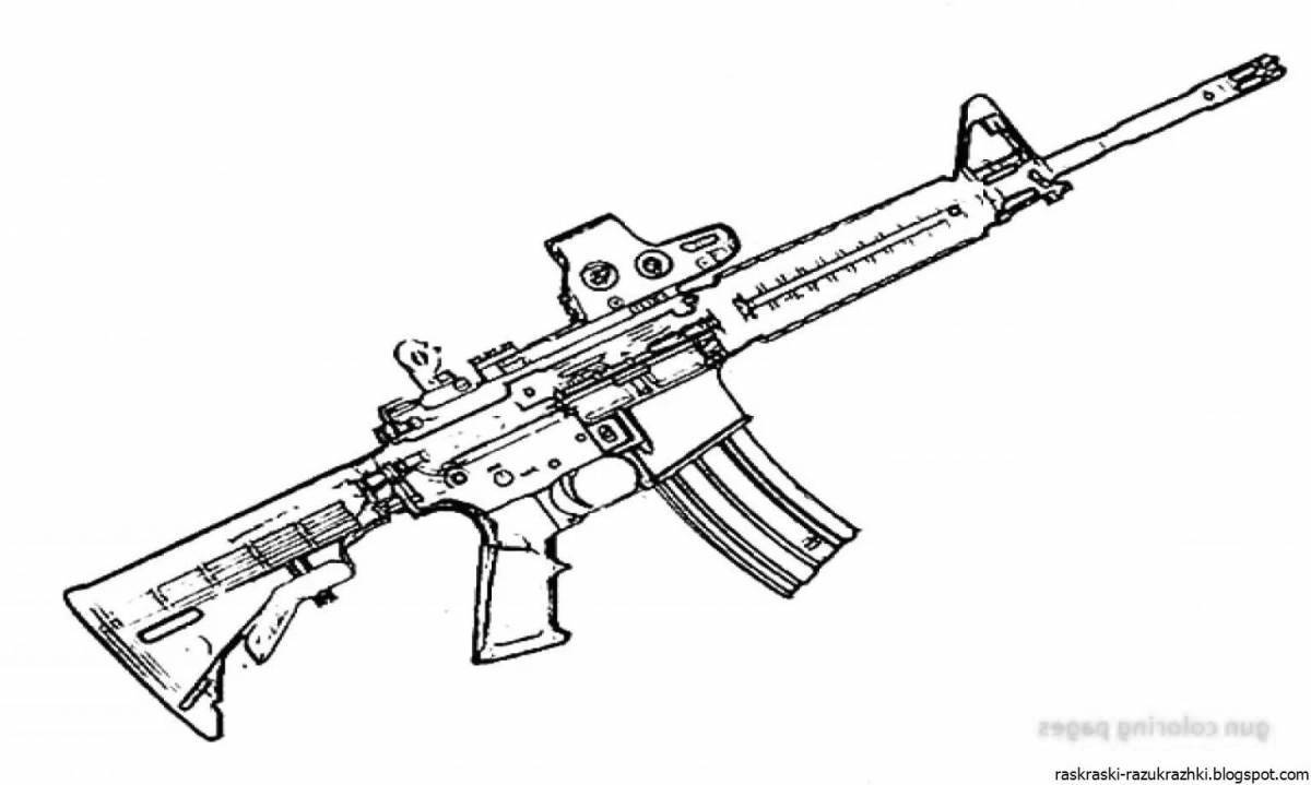 Detailed machine gun coloring page