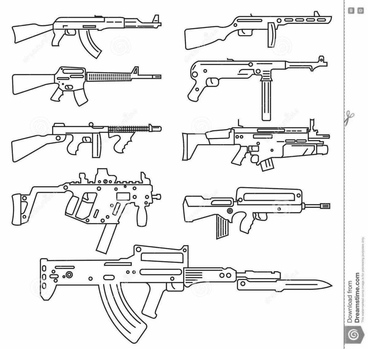 Shiny machine guns coloring page