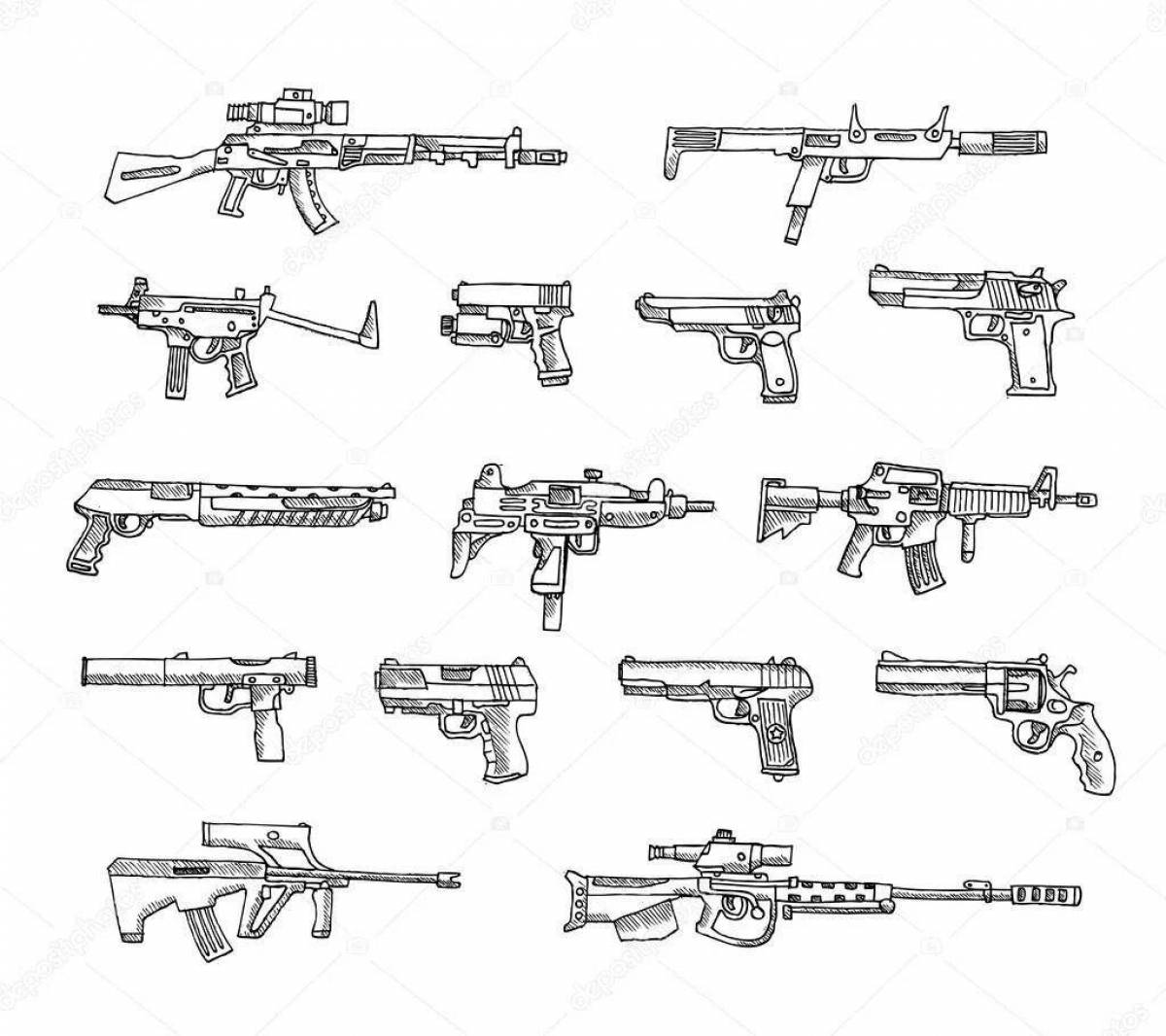 Violent machine guns coloring page