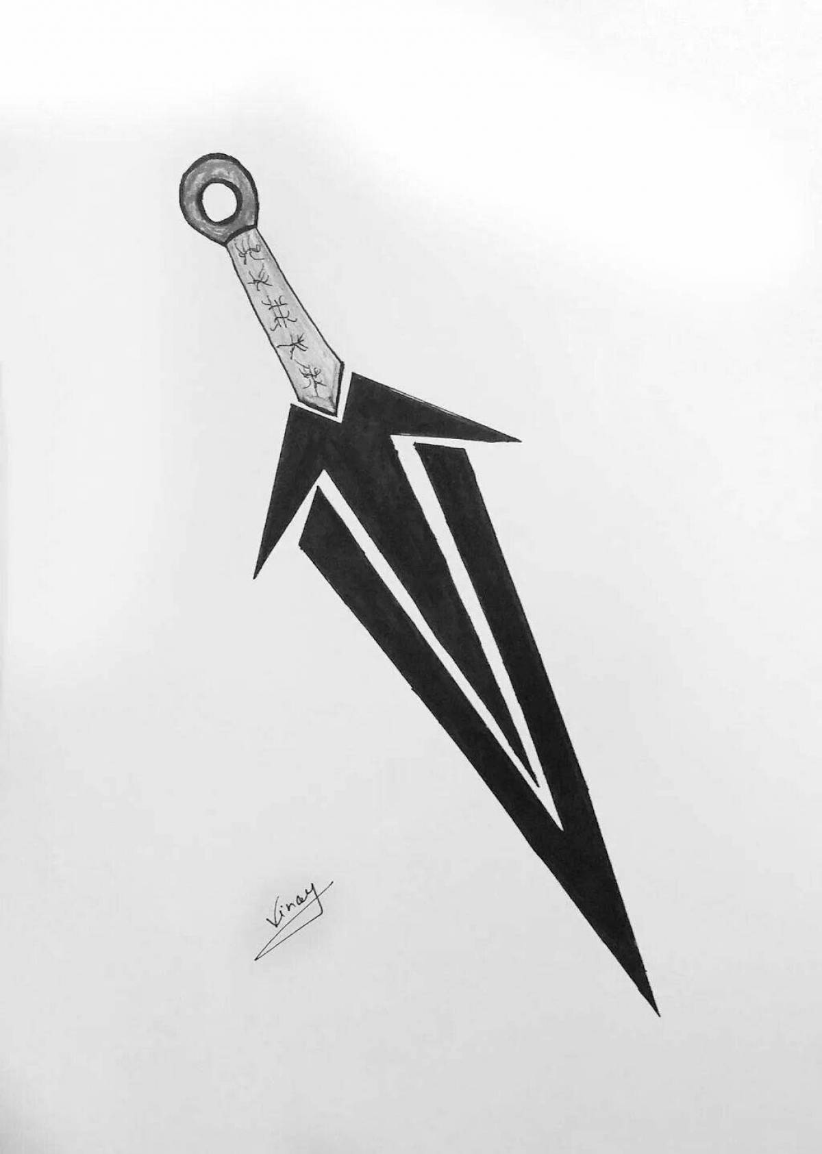 Animated kunai from standoff 2 coloring page
