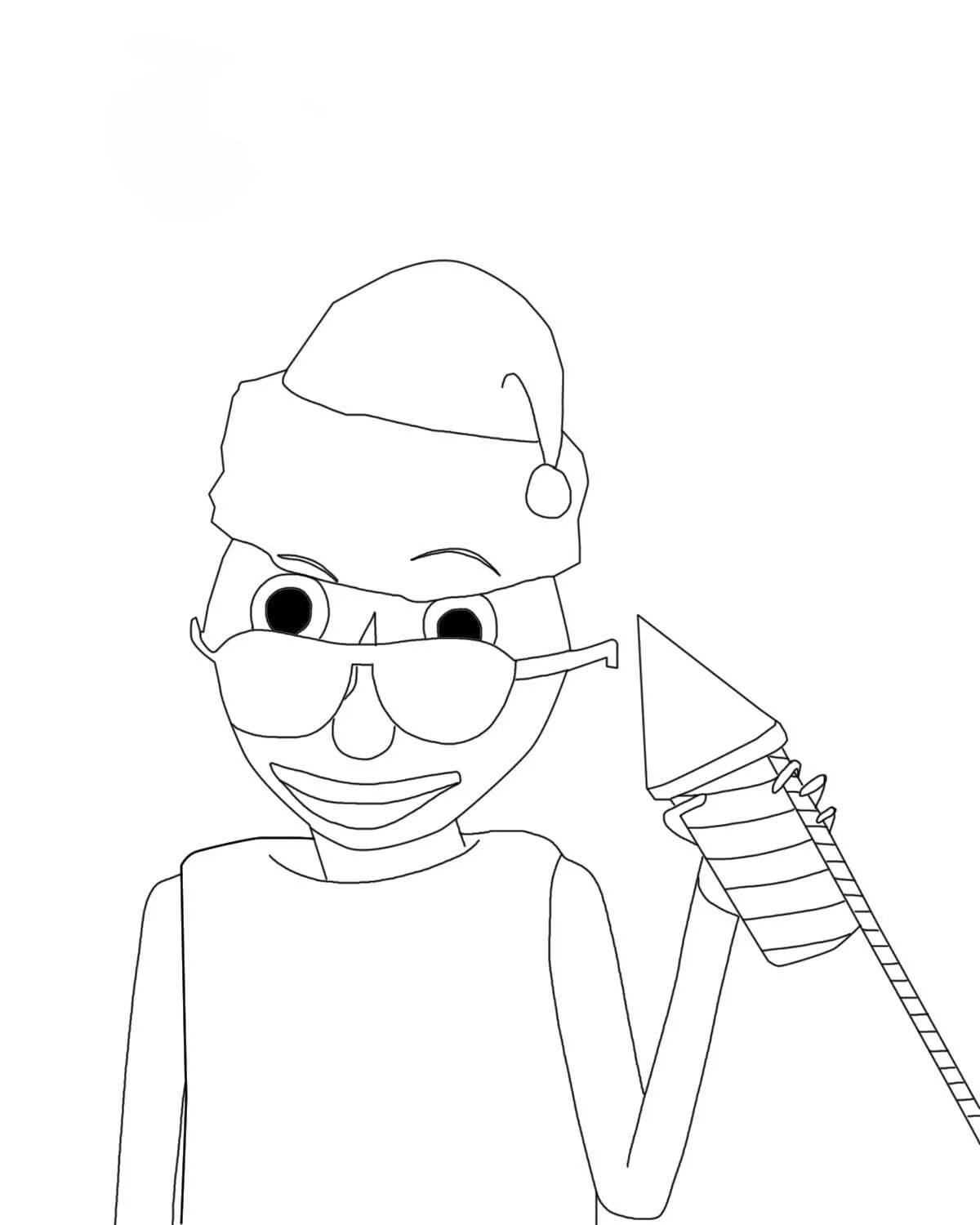 Charming baldi socks coloring page