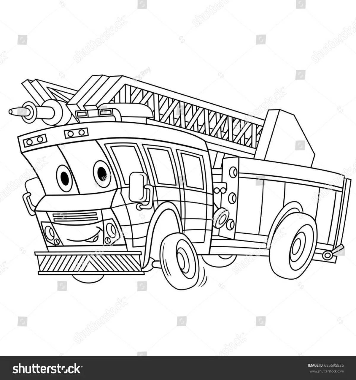 Раскраска яркая пожарная машина finley
