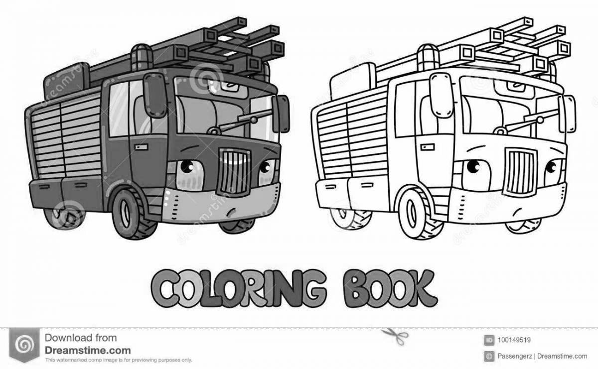 Finley funny fire truck coloring page