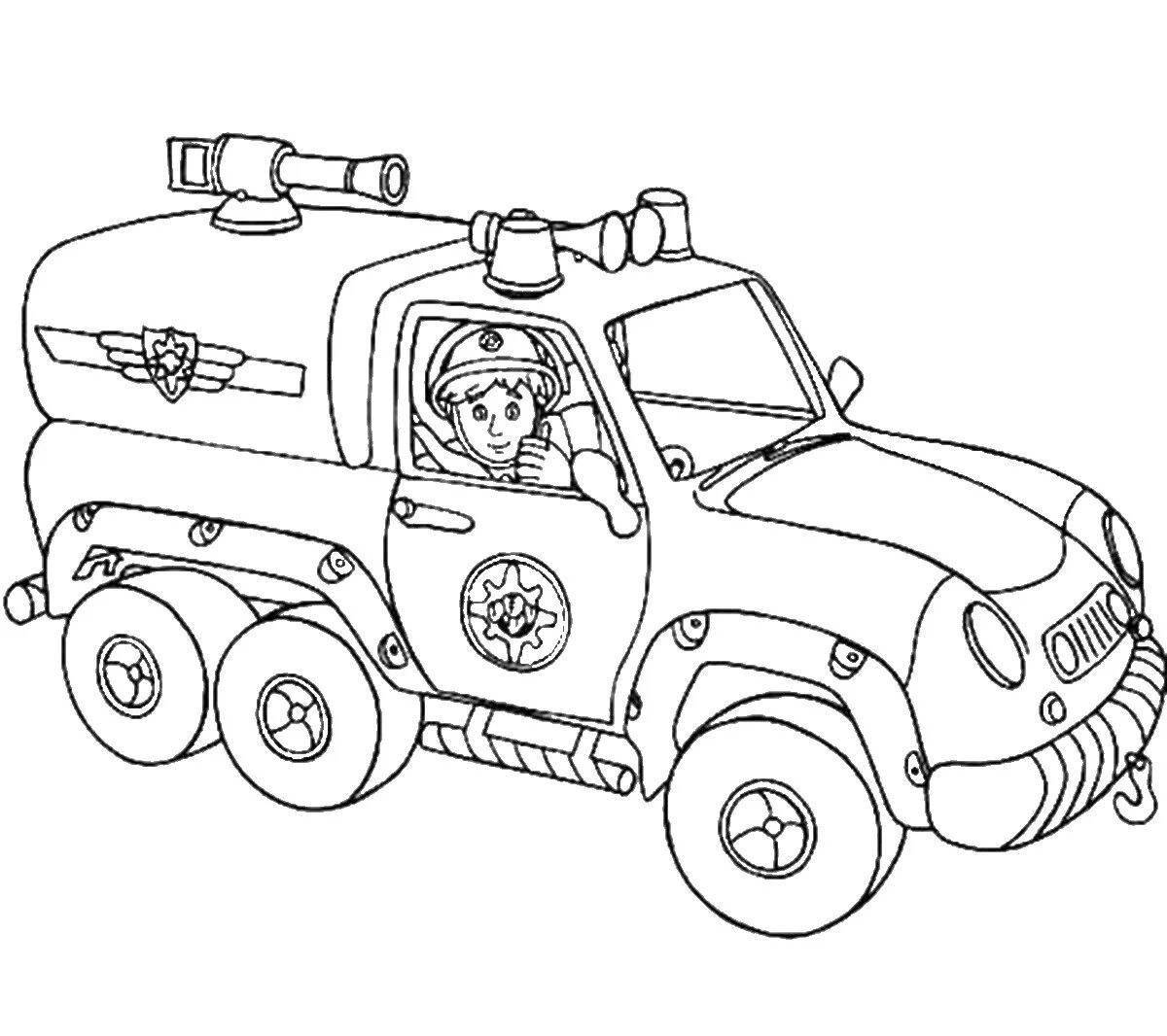 Funny finley fire truck coloring book