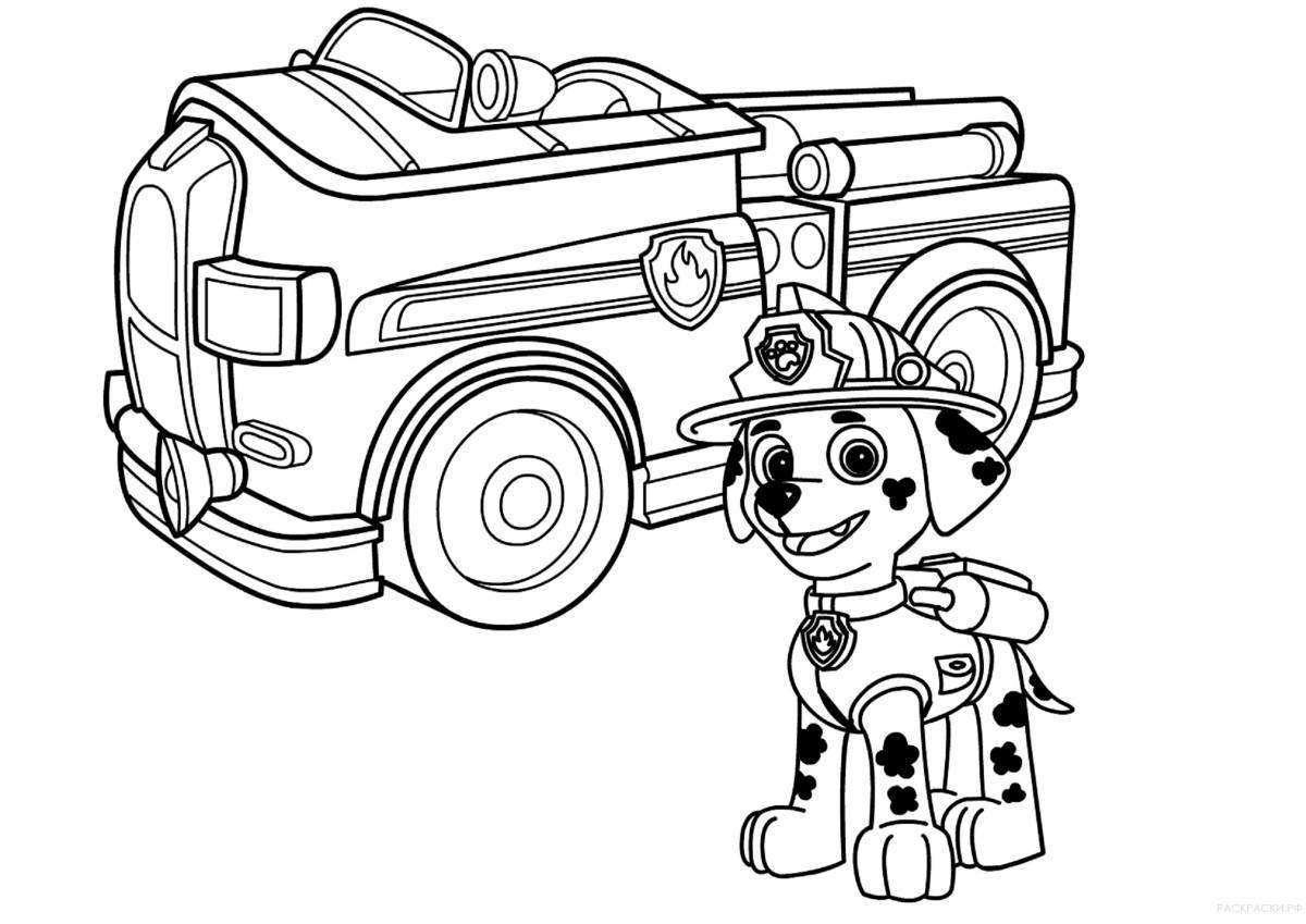 Finley brave fire truck coloring page