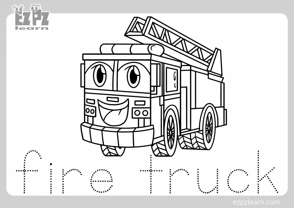 Finely fire truck coloring page