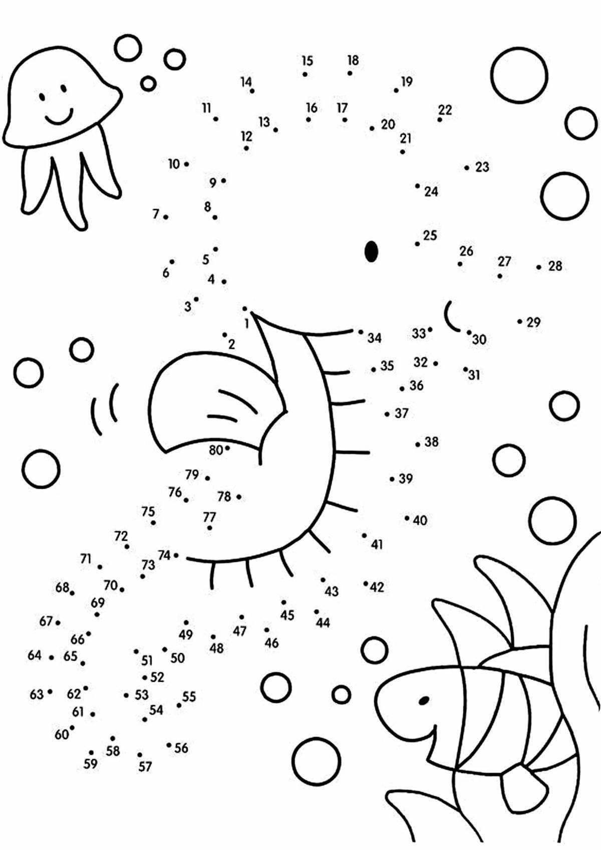 Connect by numbers bright coloring page
