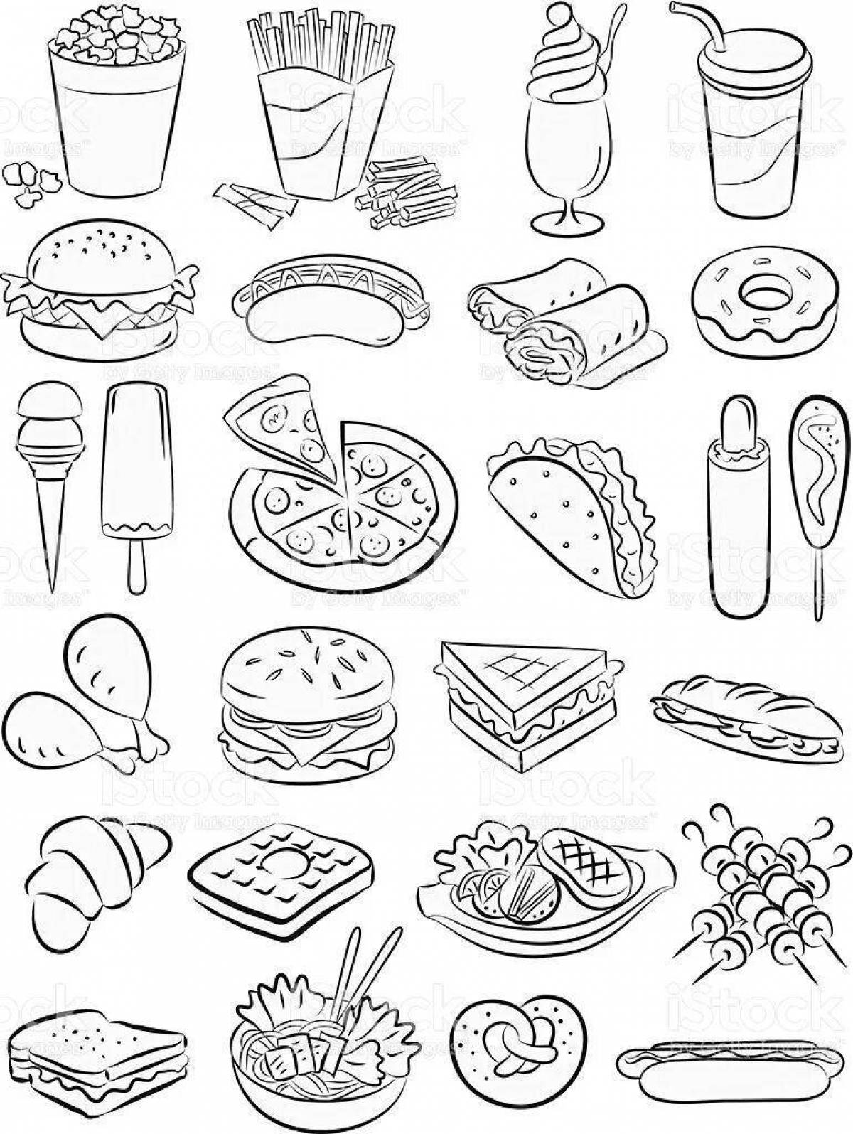 Привлекательная страница раскраски еды mcdonald's