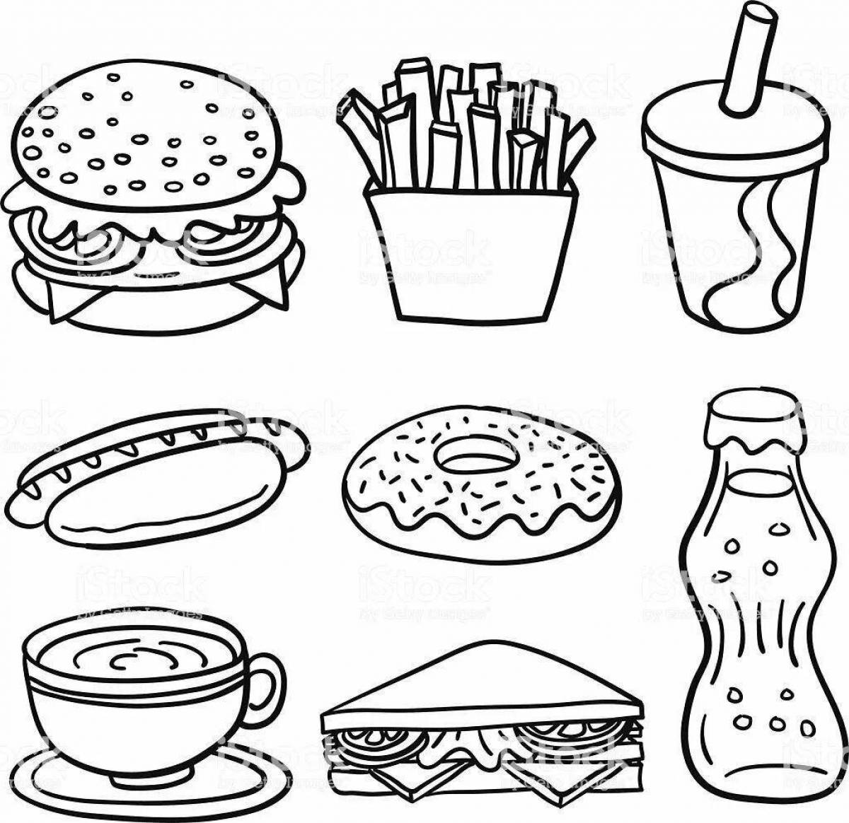 Вдохновляющая страница раскраски еды mcdonald's