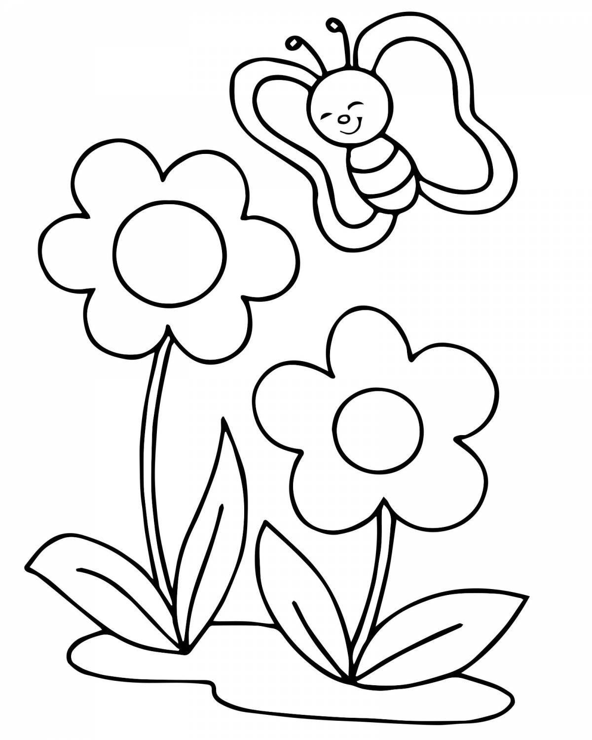 Lovely coloring flower for kids 2 3 years old