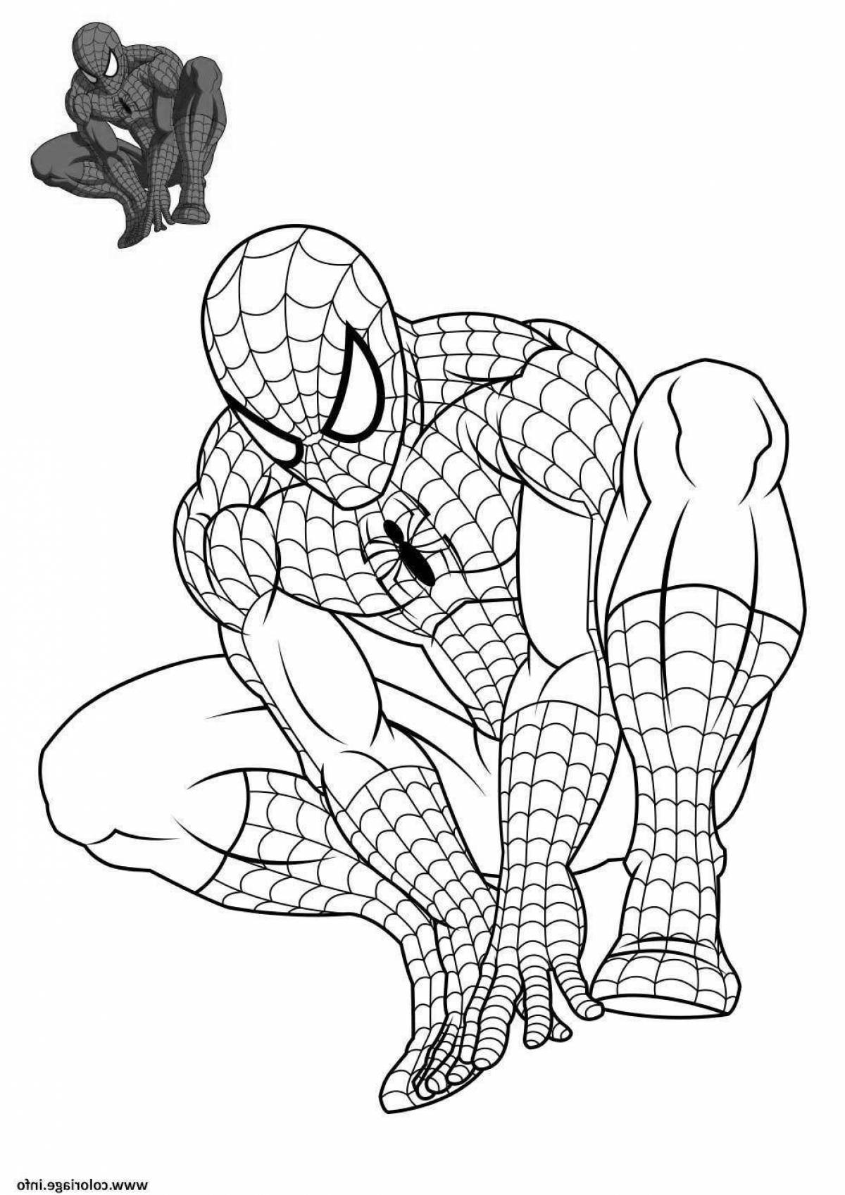 Игривая новогодняя раскраска человек-паук
