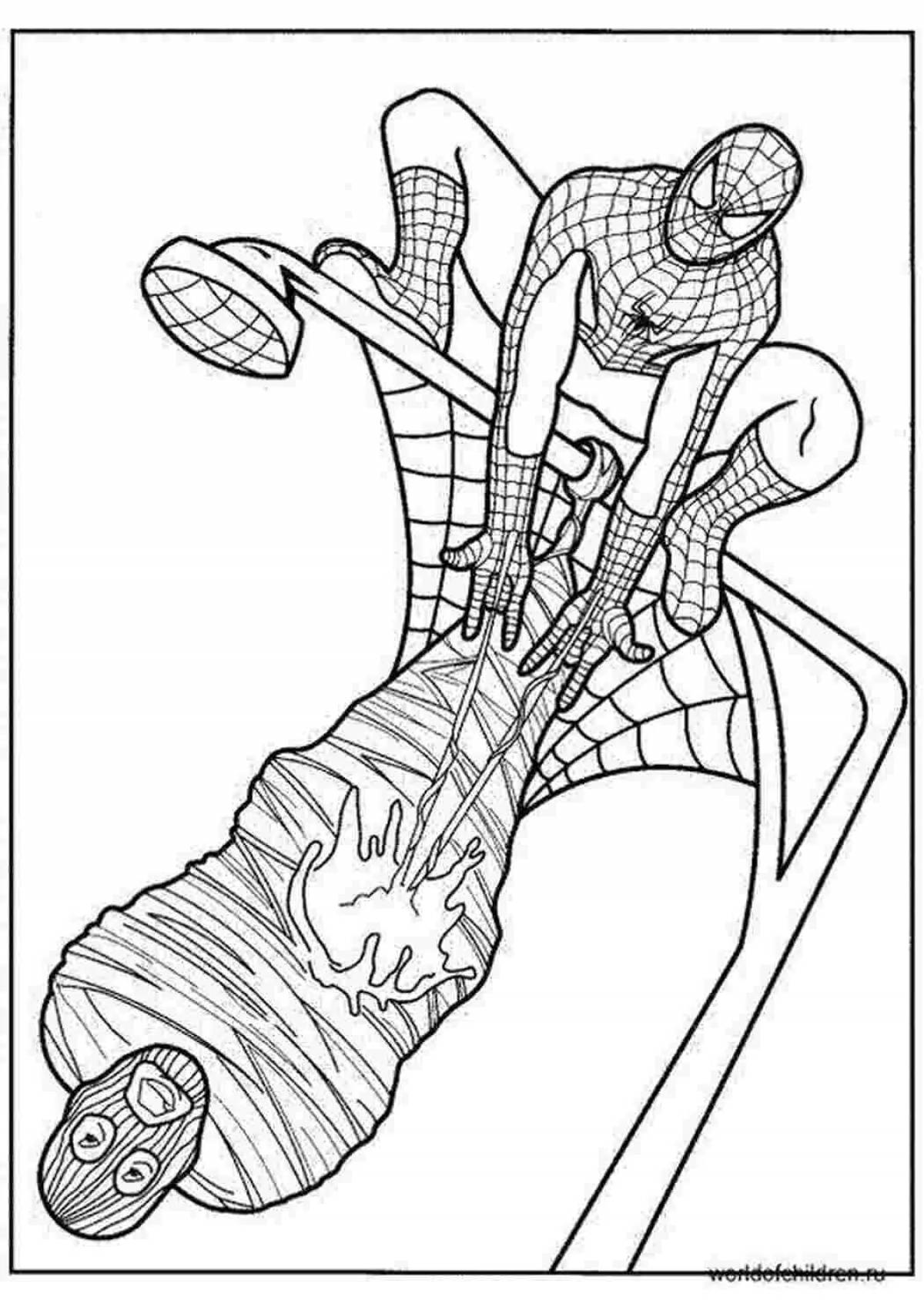 Spiderman glowing Christmas coloring page