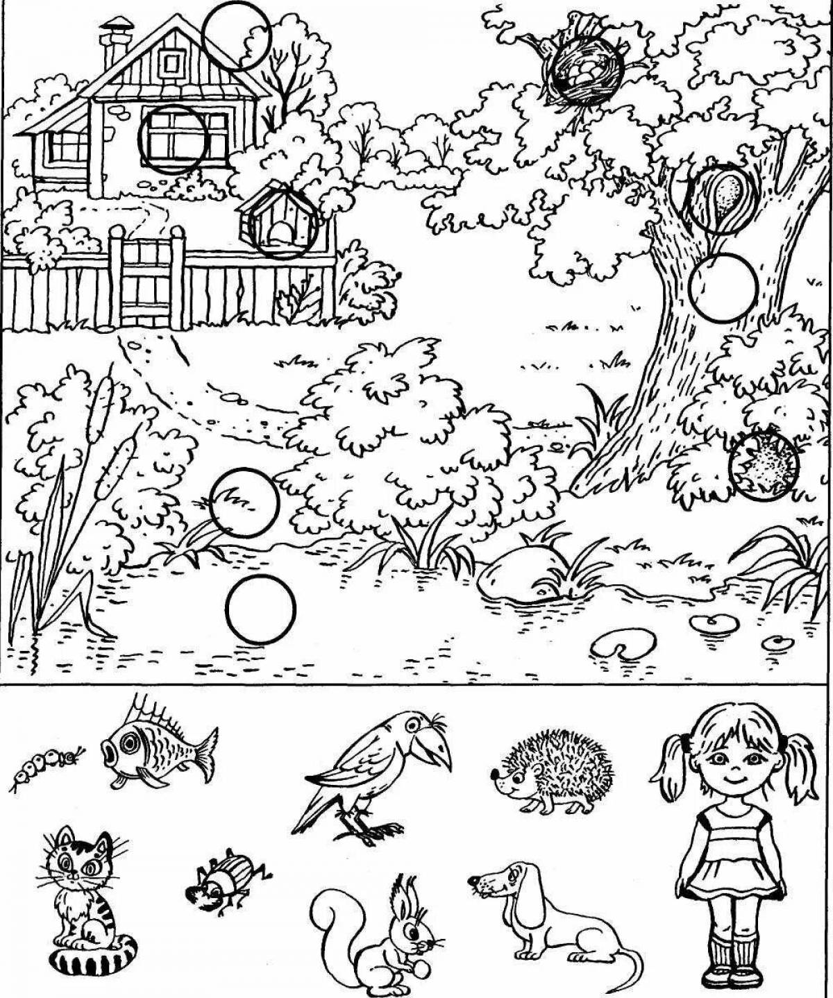 Entertaining coloring book who lives where