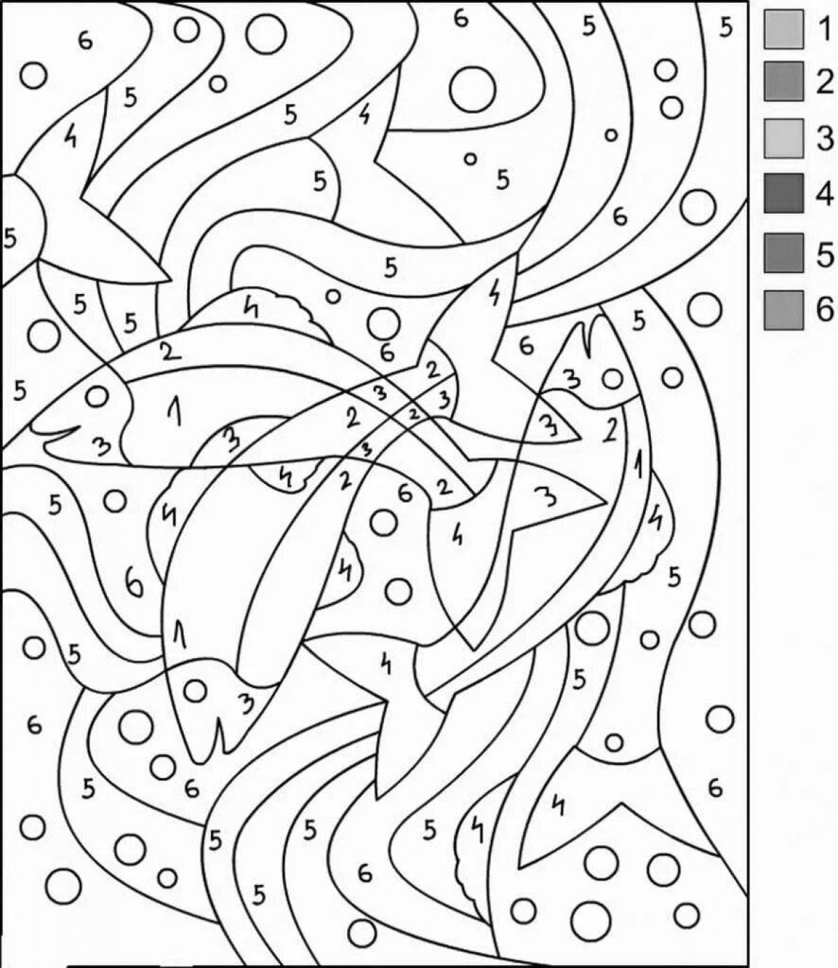 Playful coloring page simple by numbers