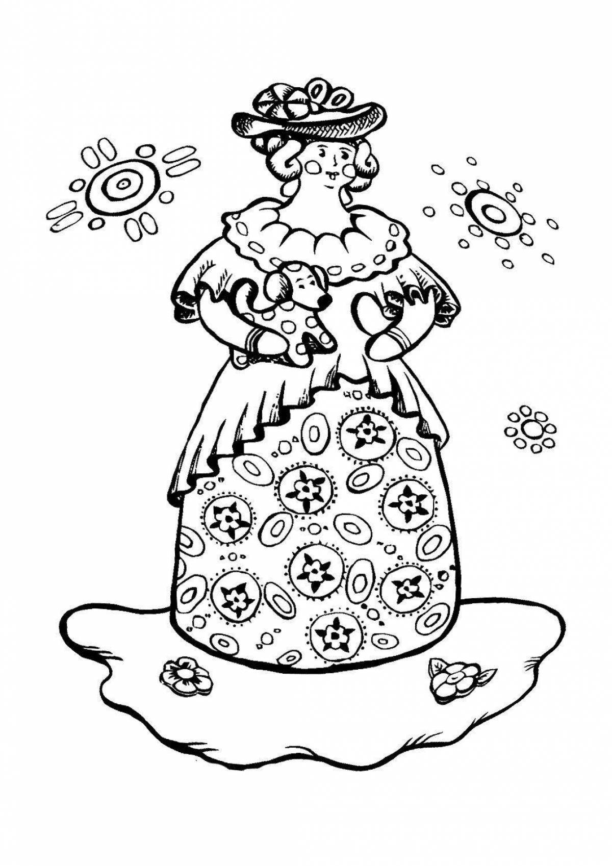 Colorful russian folk art coloring page
