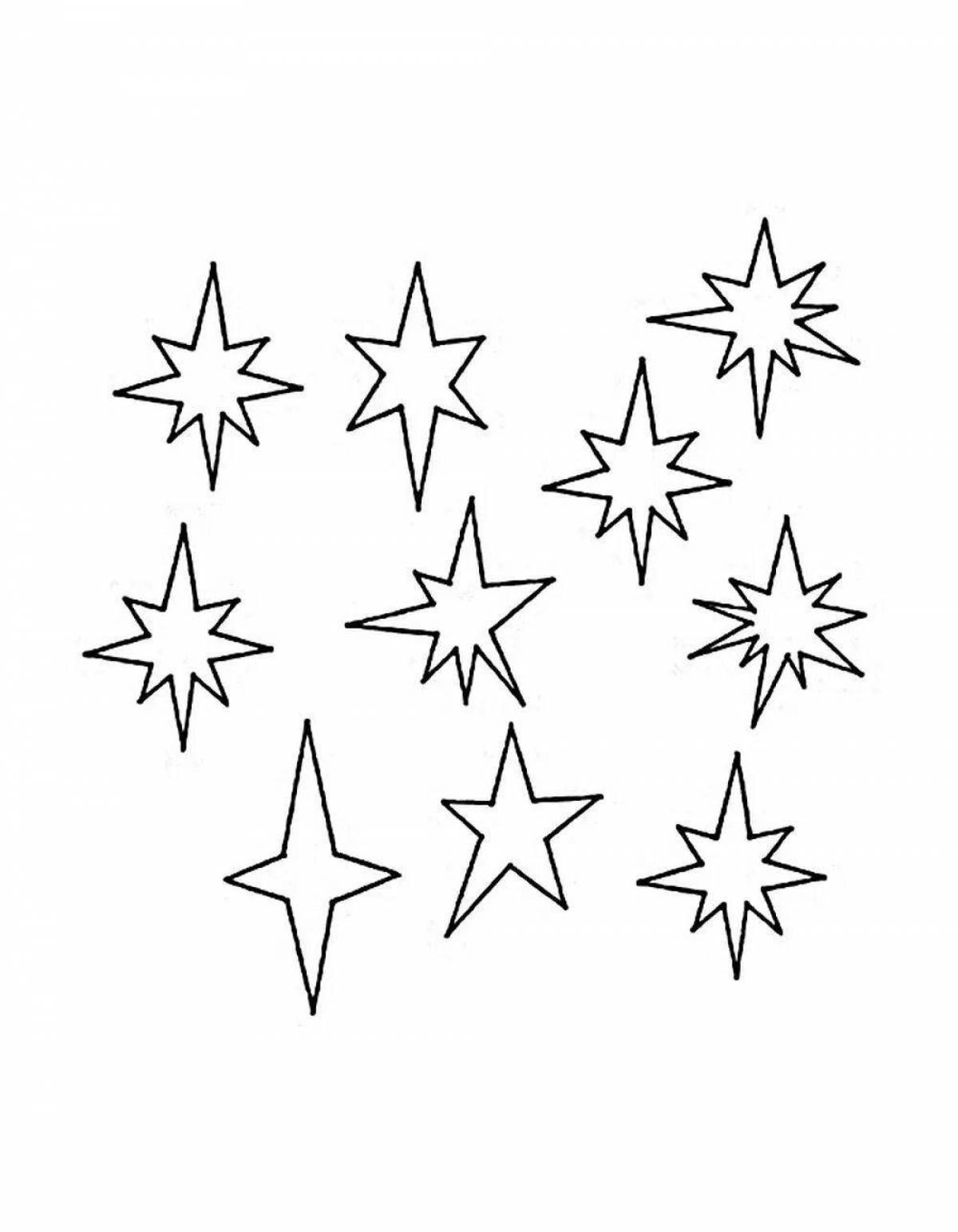Shimmering coloring stars in the sky